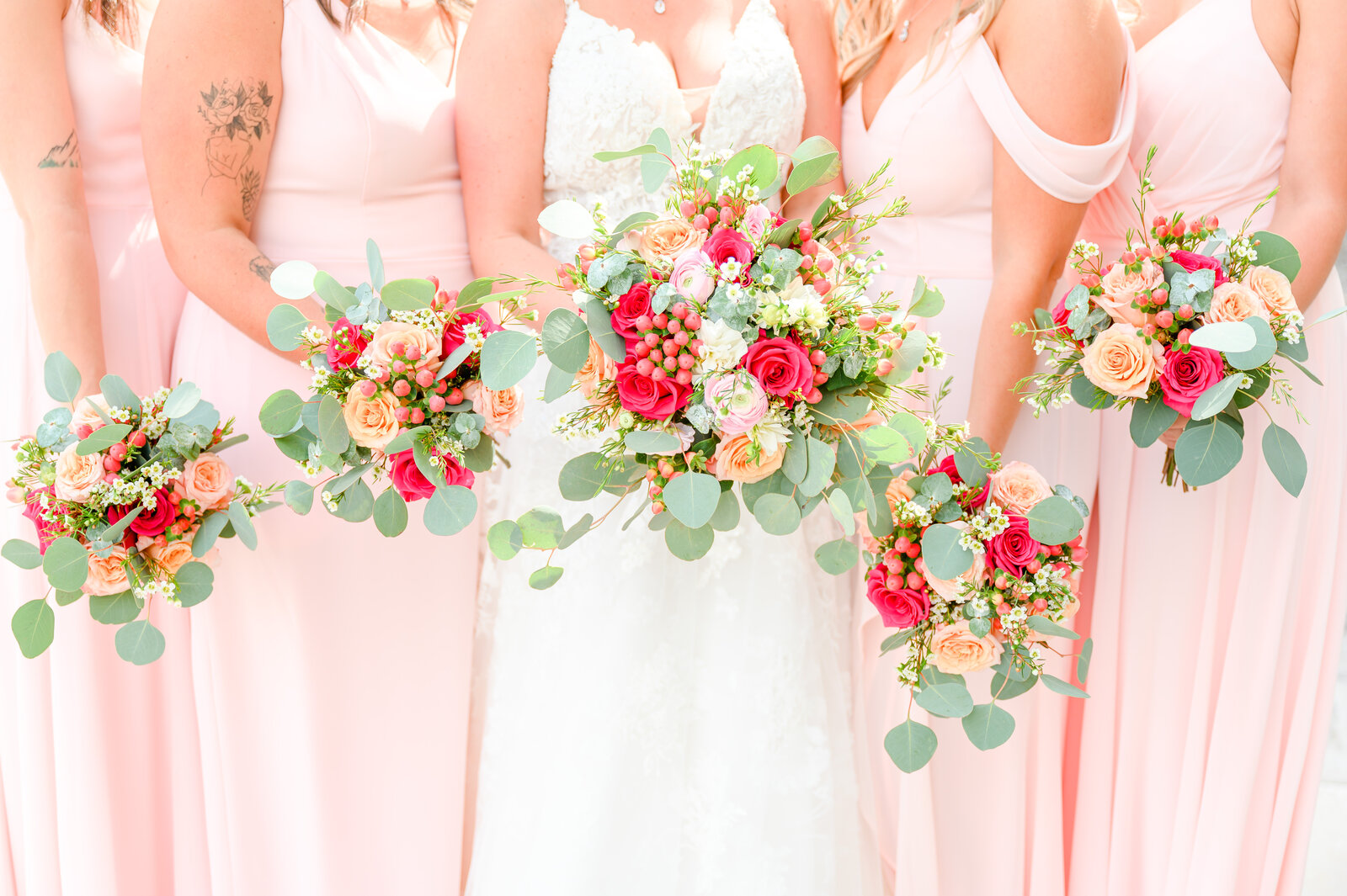 Pink and Berry Wedding Bouquets