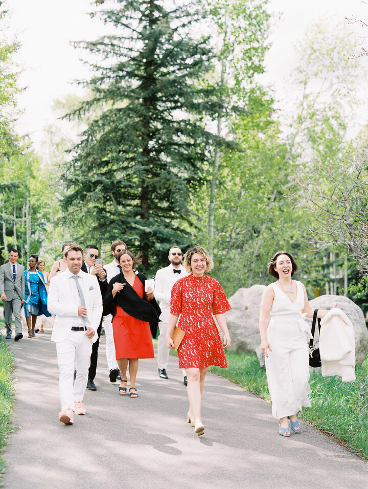 wedding guests walking to ceremony