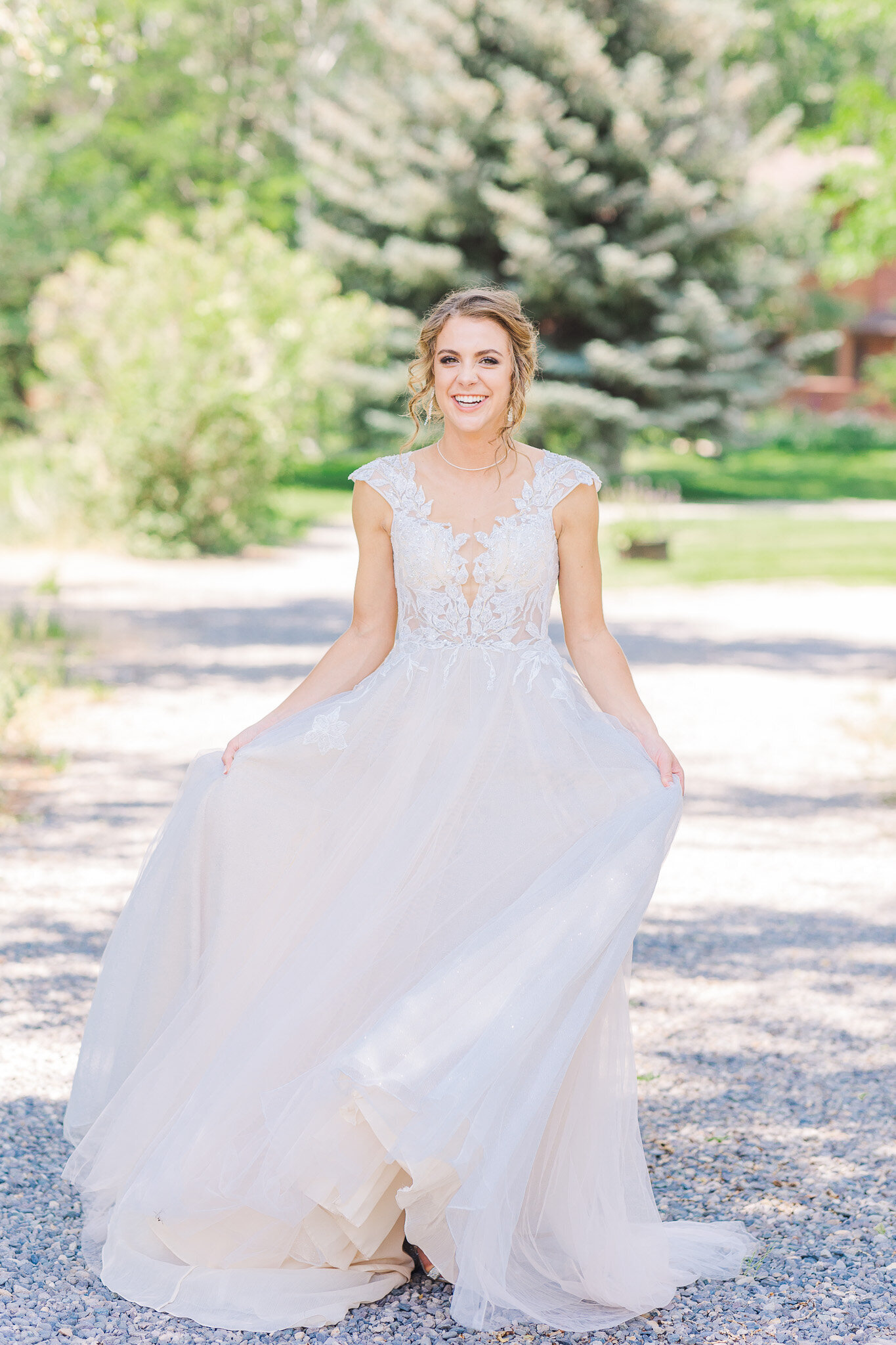 Bride swishing dress