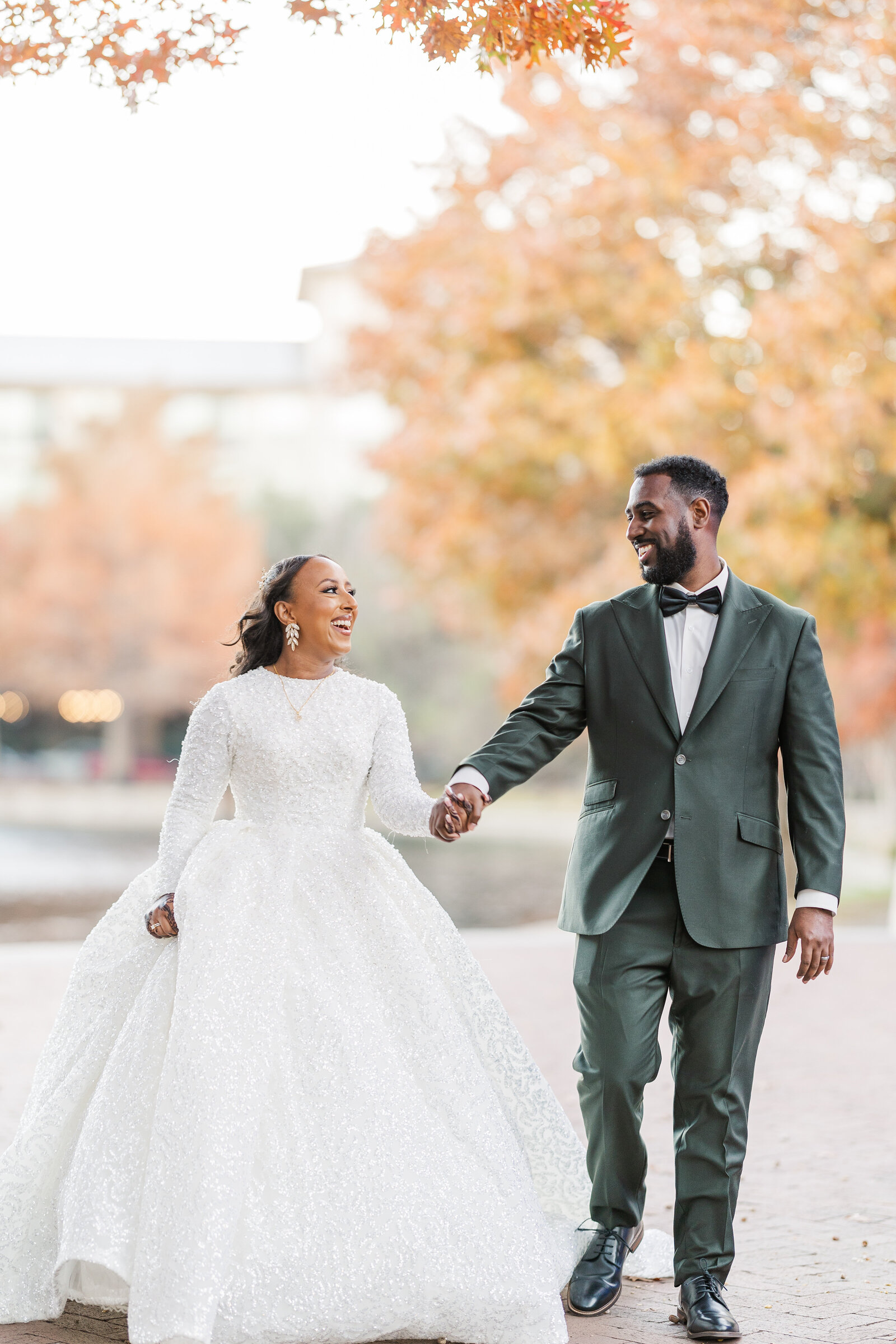 Solo bride and groom photoshoot outdoors before wedding
