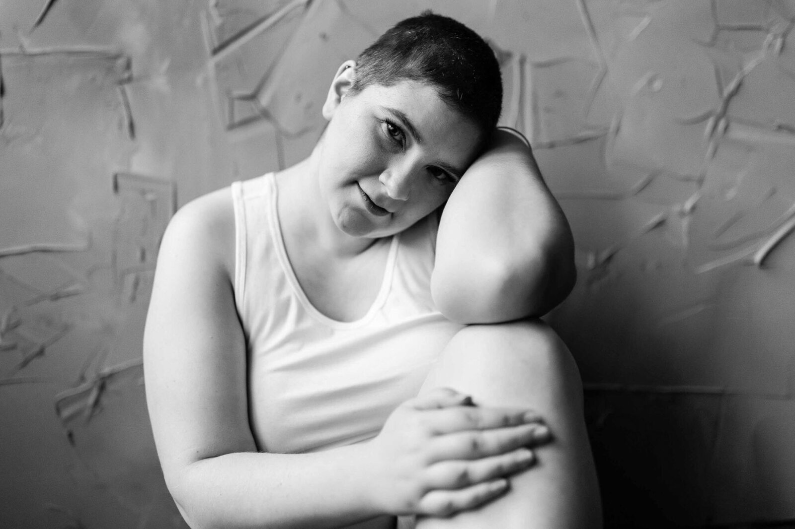 black and white photo of a woman