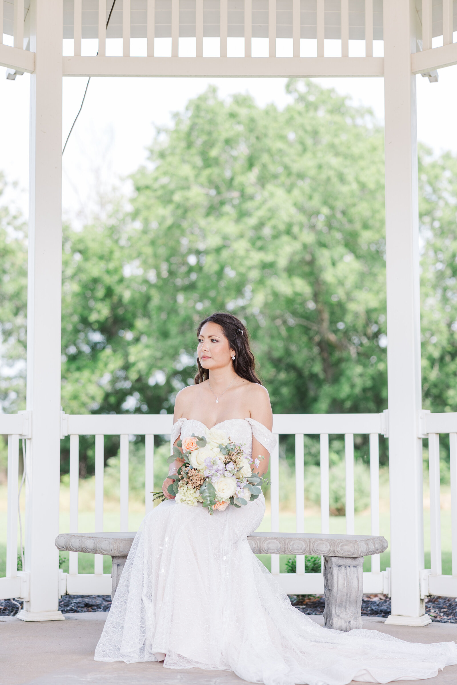 solo portrait of the bride before wedding reception