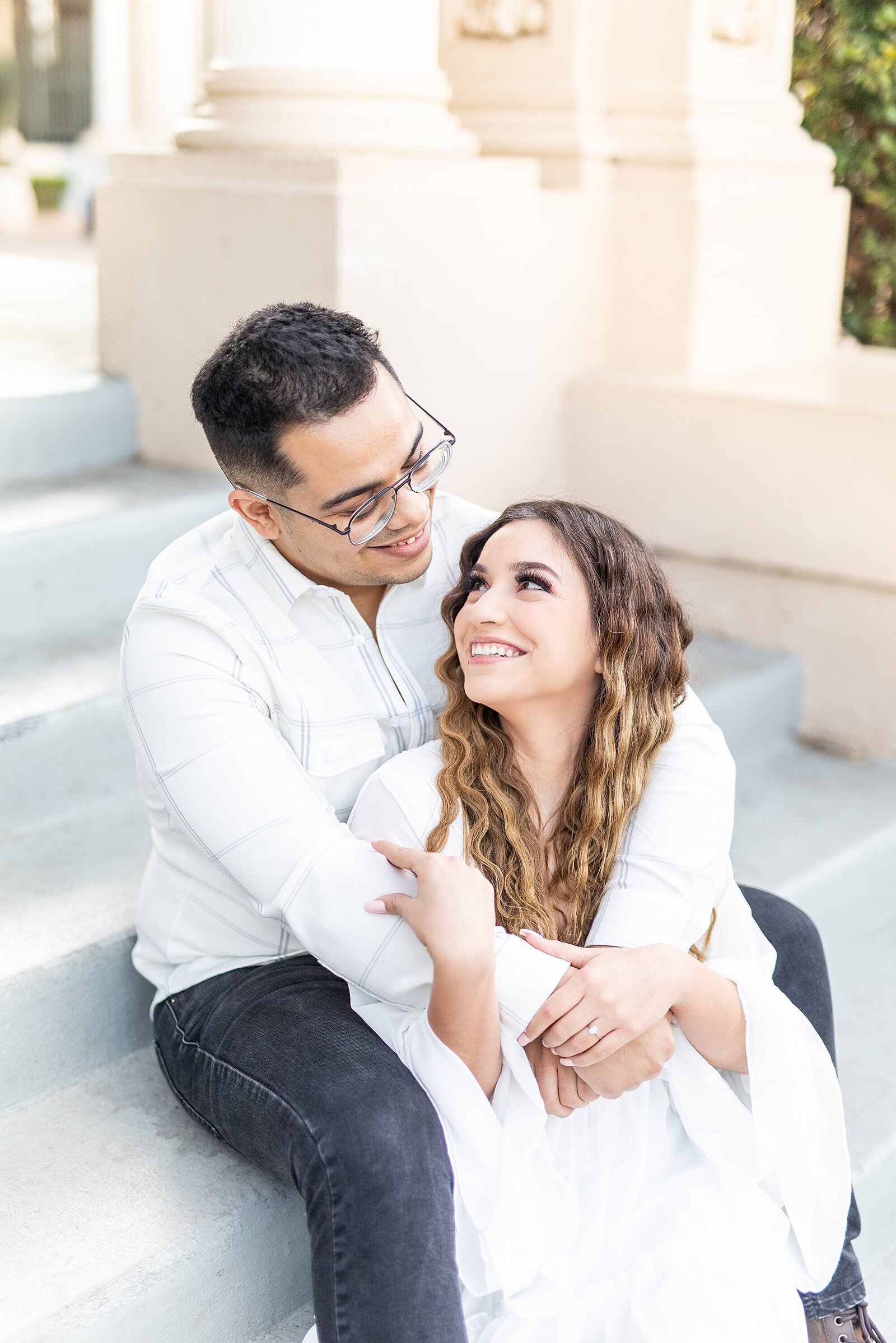 Balboa park engagement session with newly engaged couple in San Diego, California.
