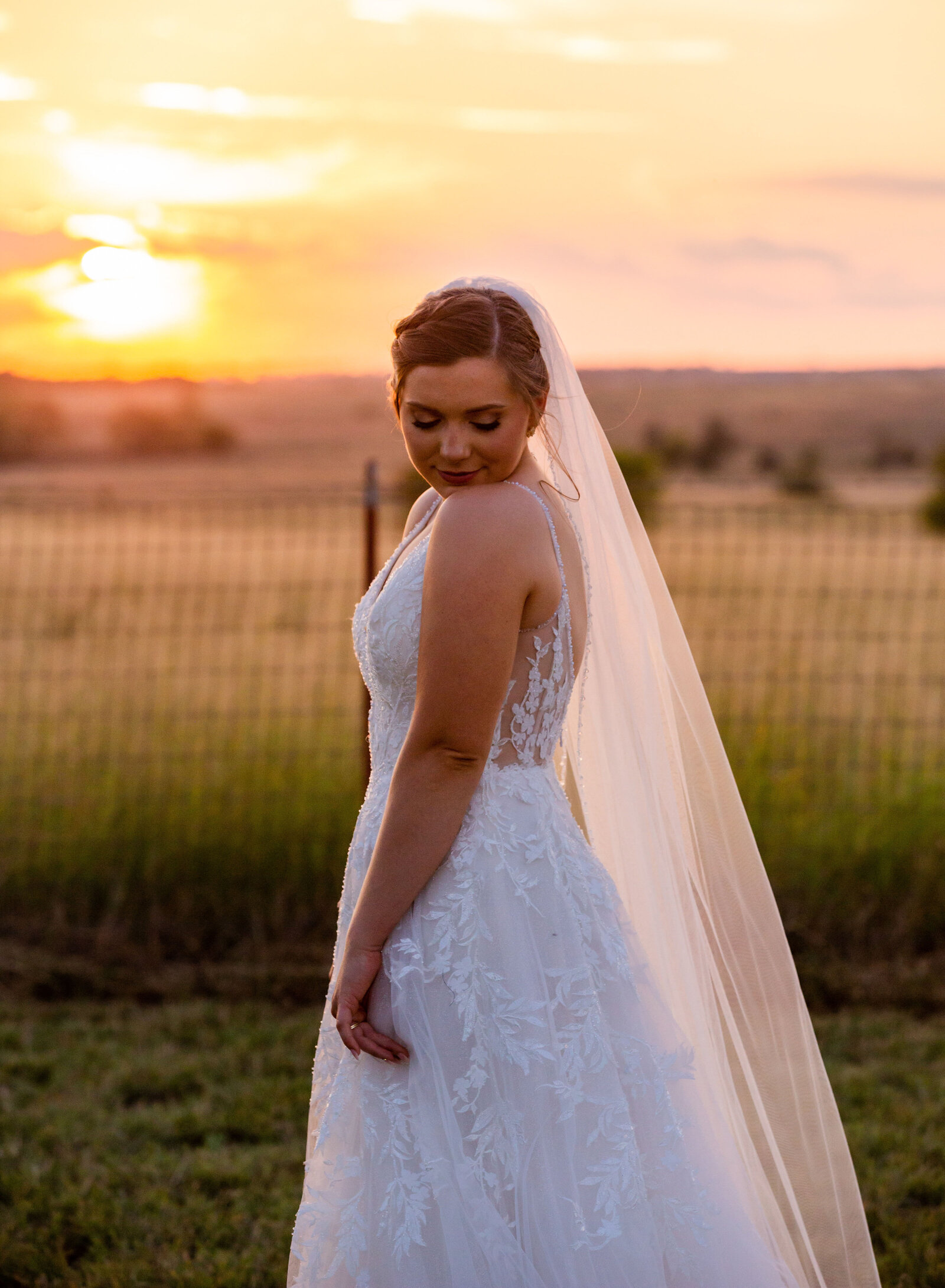 bride at sunset