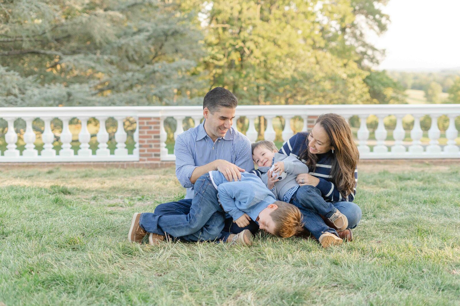 family tickle fight in Manassas, Virginia