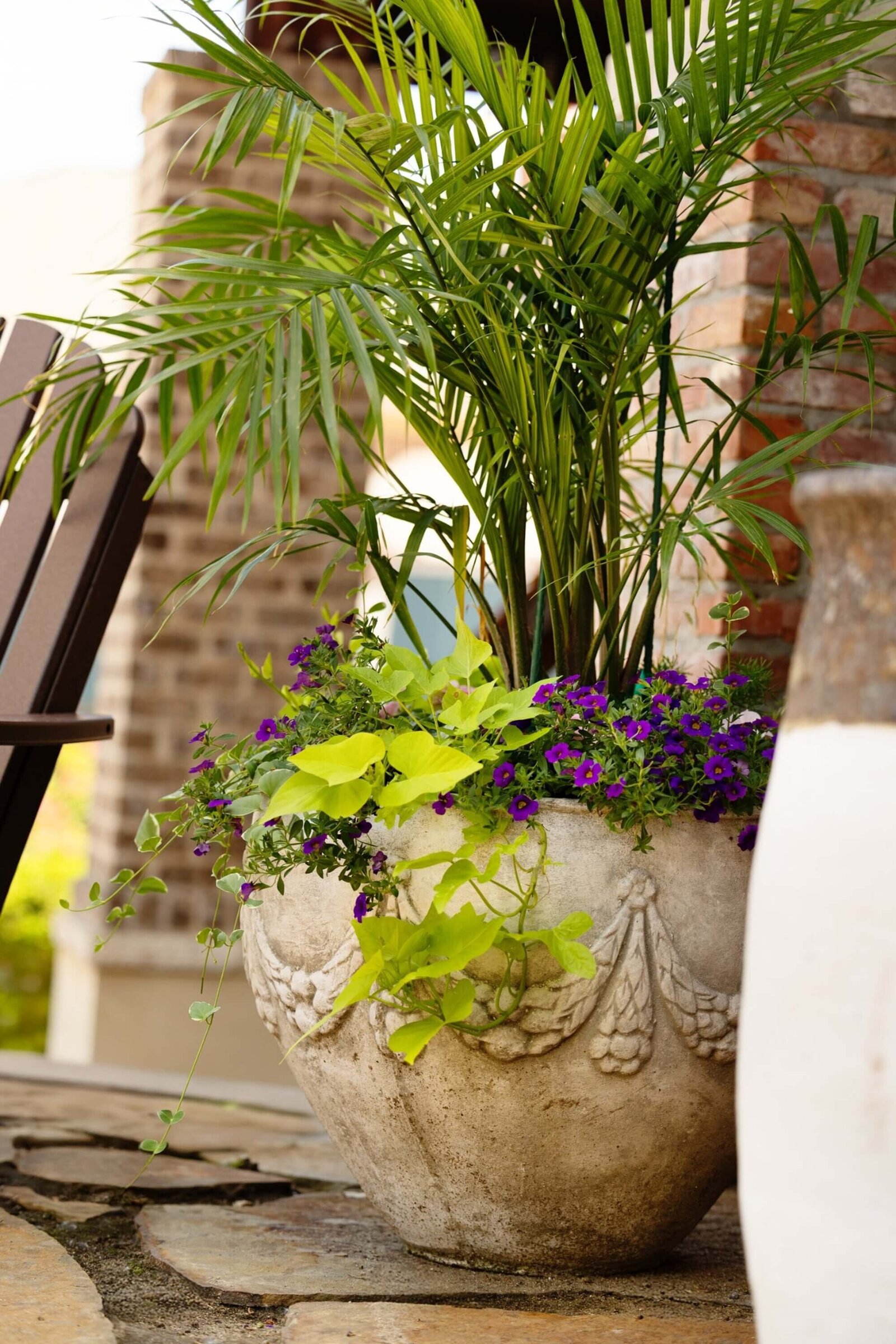 stone-container-flower-pot-purple-vineyard-plants-little-rock