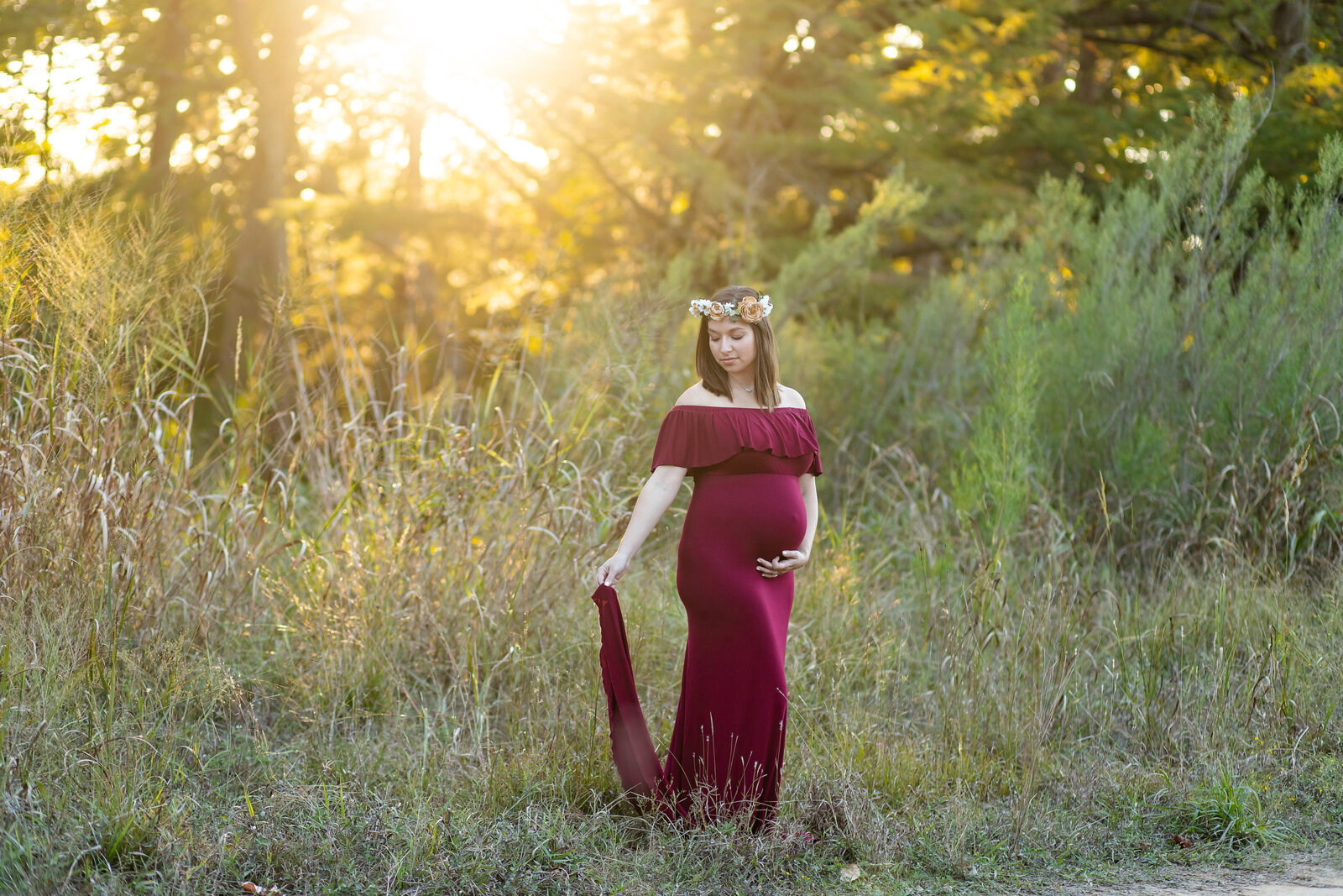 Maternity Session with Maroon Dress