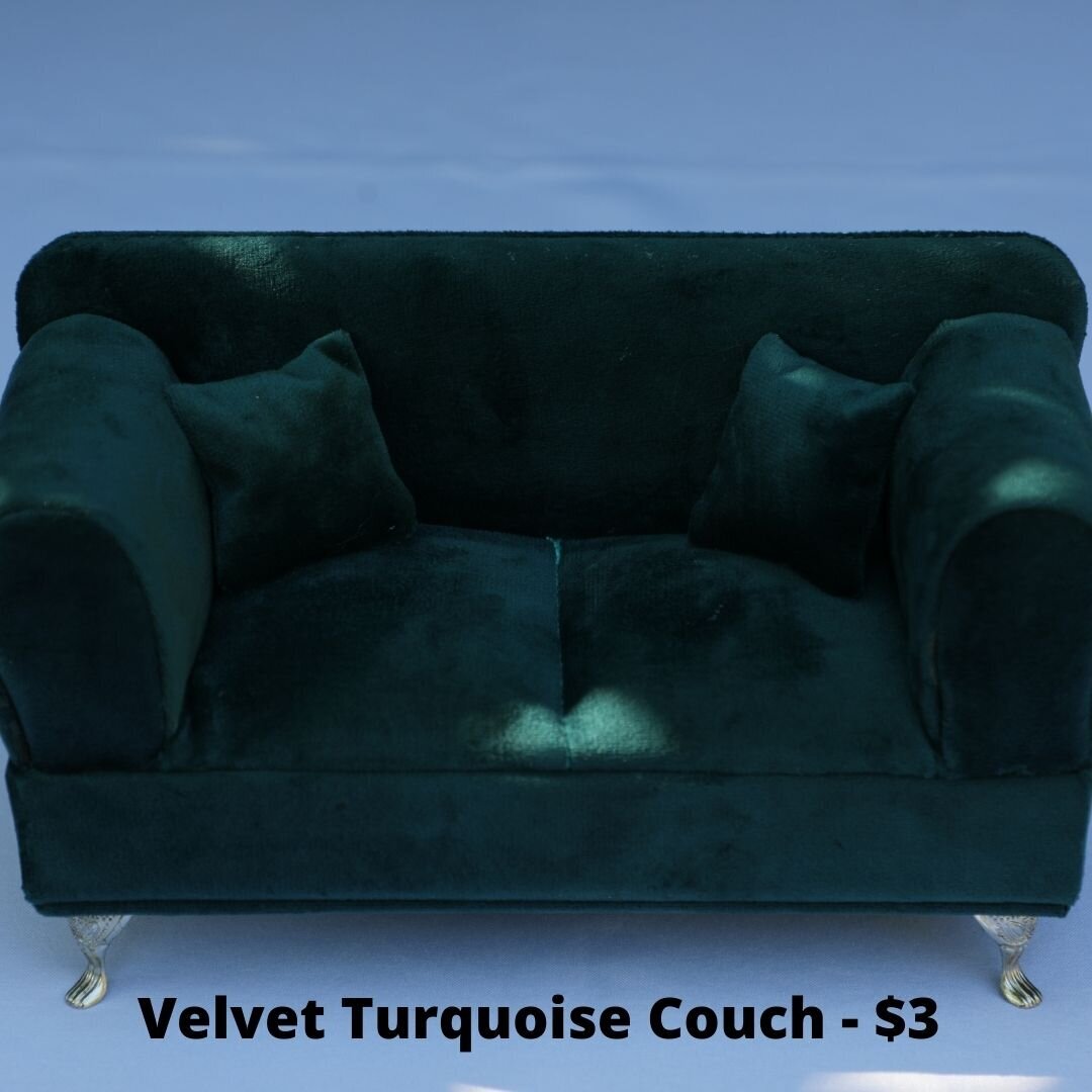 turquoise velvet ring couch