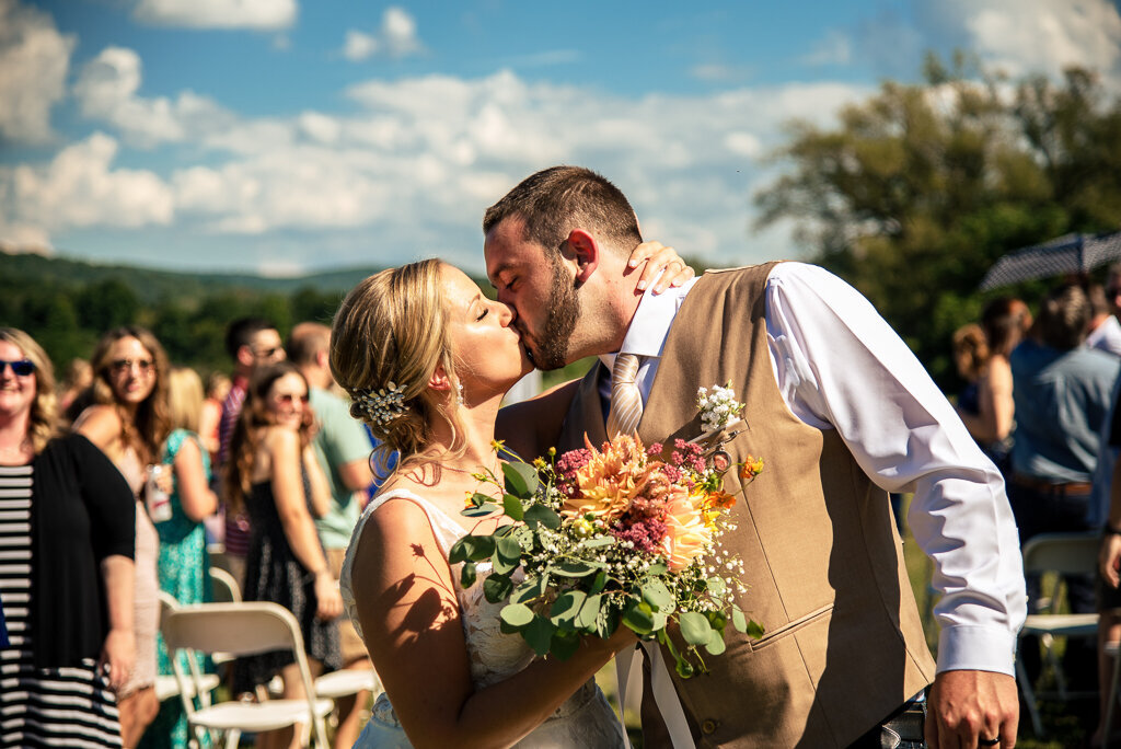 Vermont Wedding Ceremony Kiss