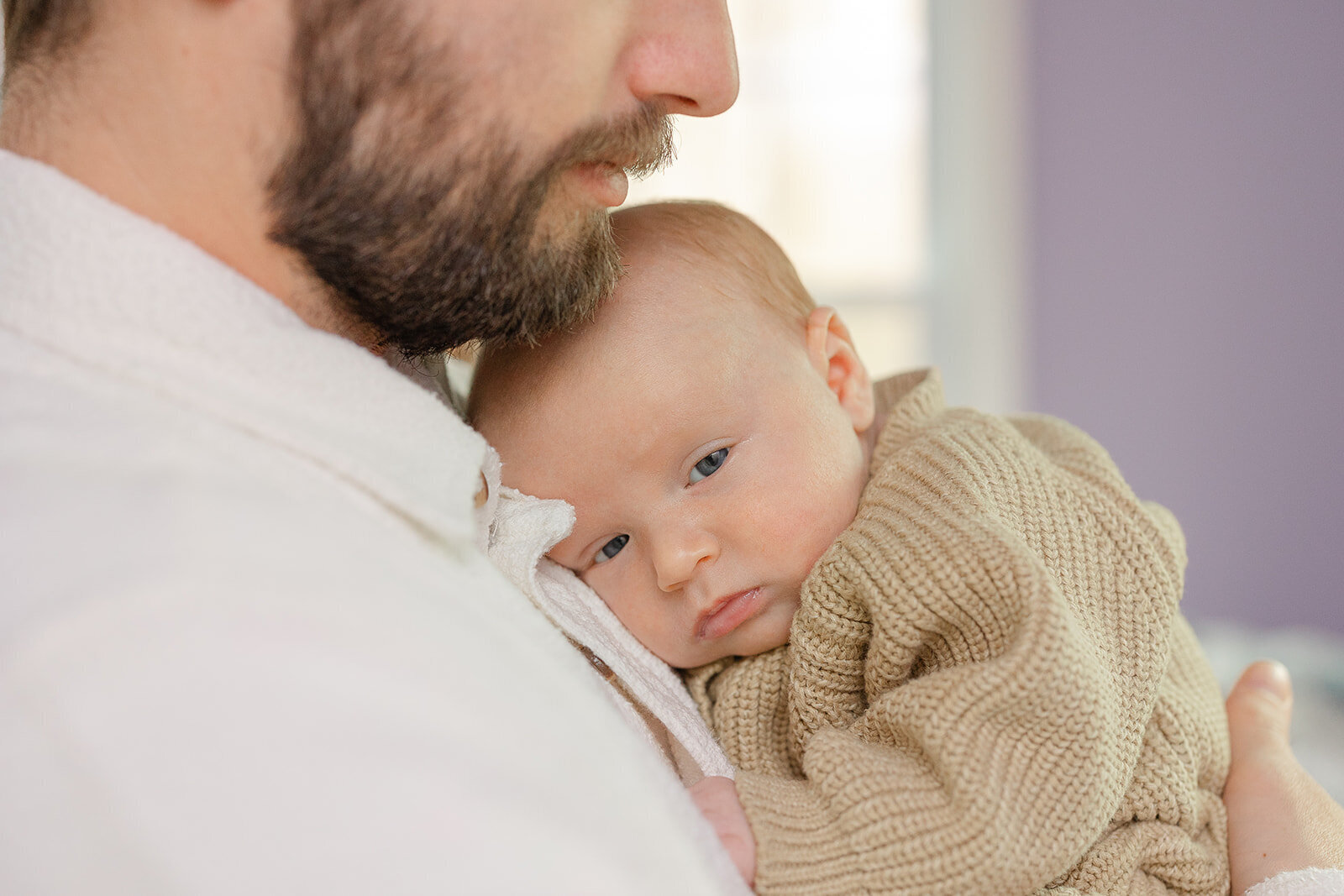 newborn baby and dad in Arlington, Virginia