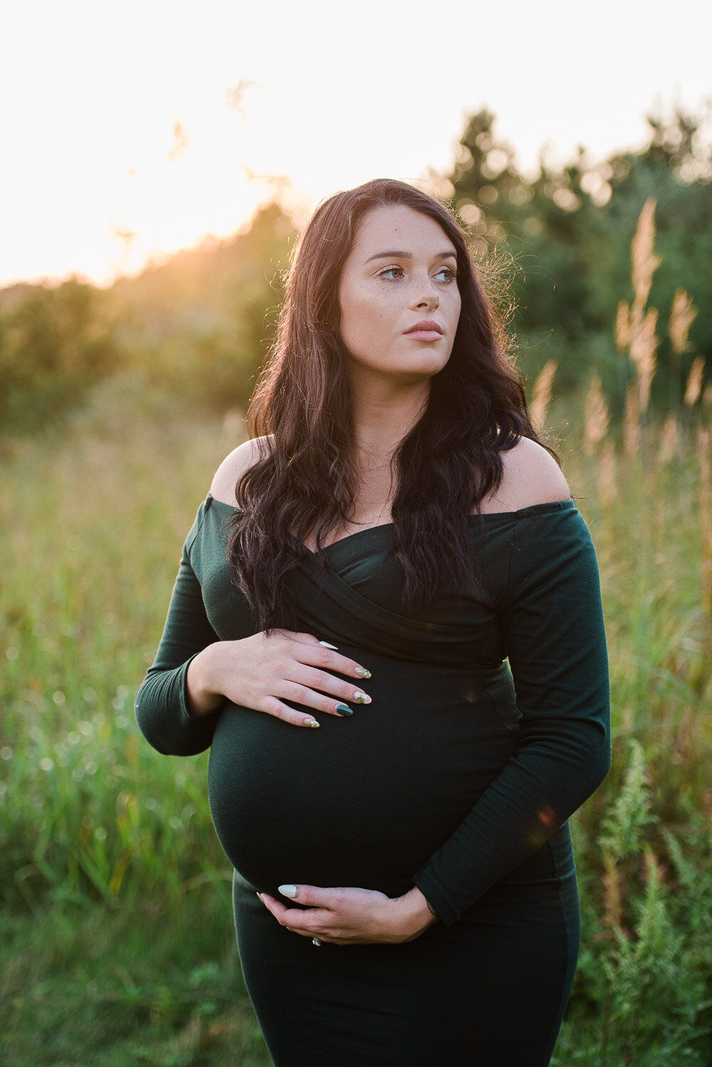 maternity in sunlight in woods