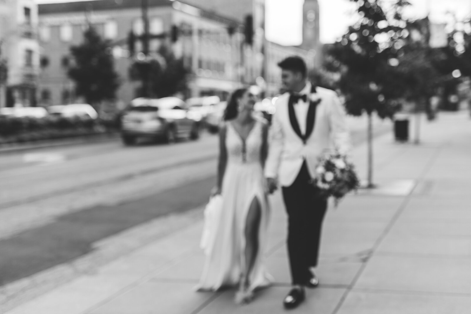 Downtown  Plaza Kansas City, KS Artsy Wedding Couple