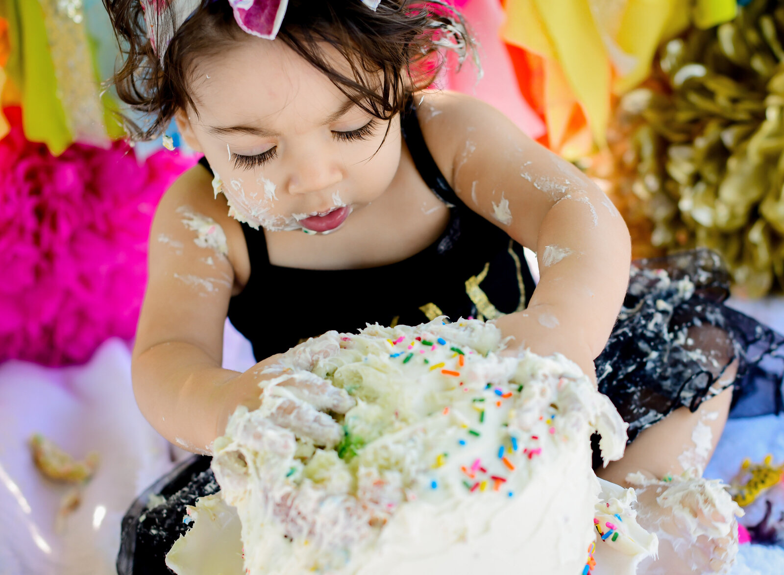 girl 1st birthday cake smash