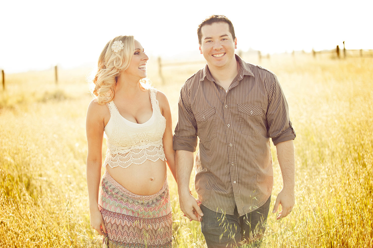 Walking in the field in San Diego for this Maternity Session.