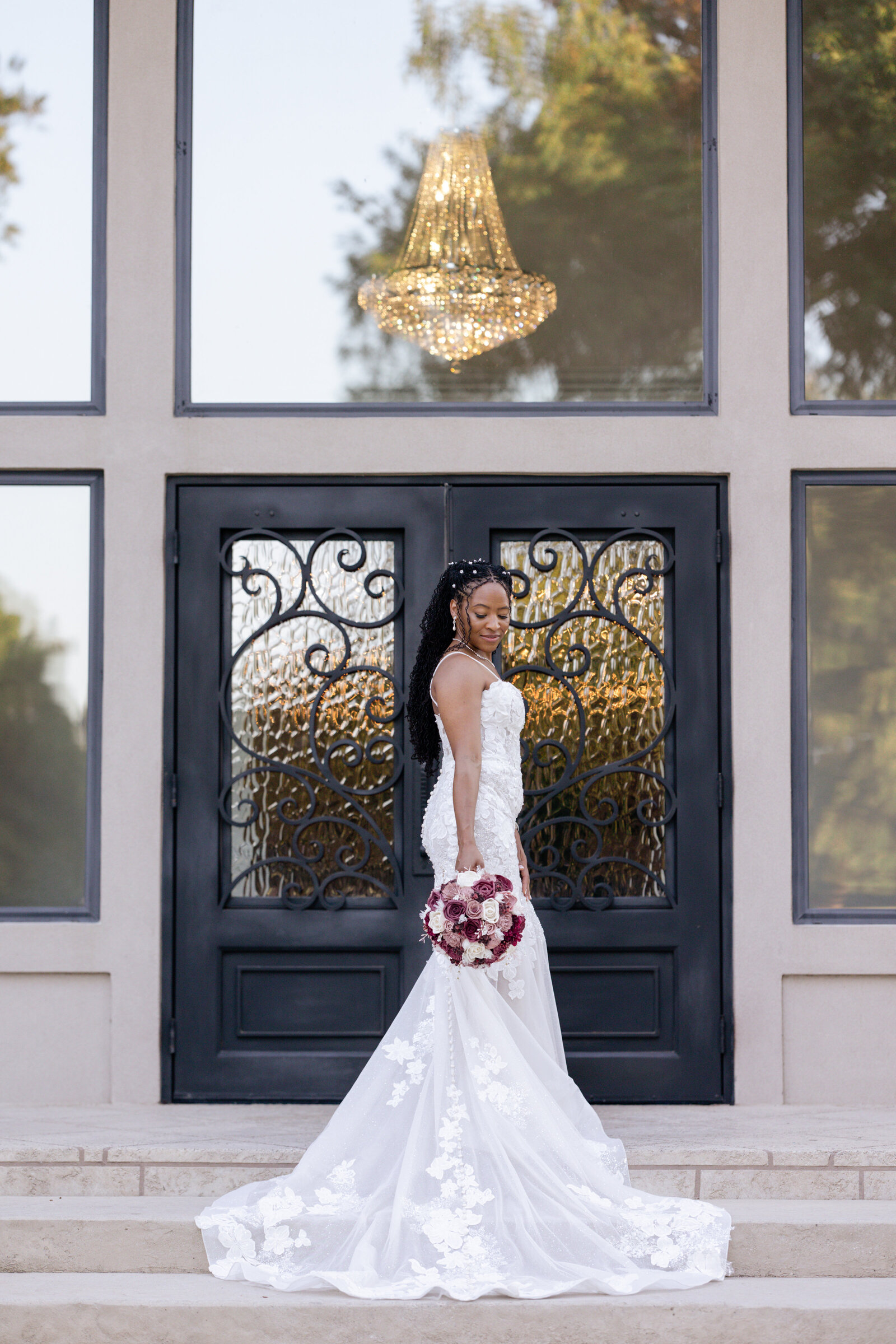 Solo bride photography before wedding reception