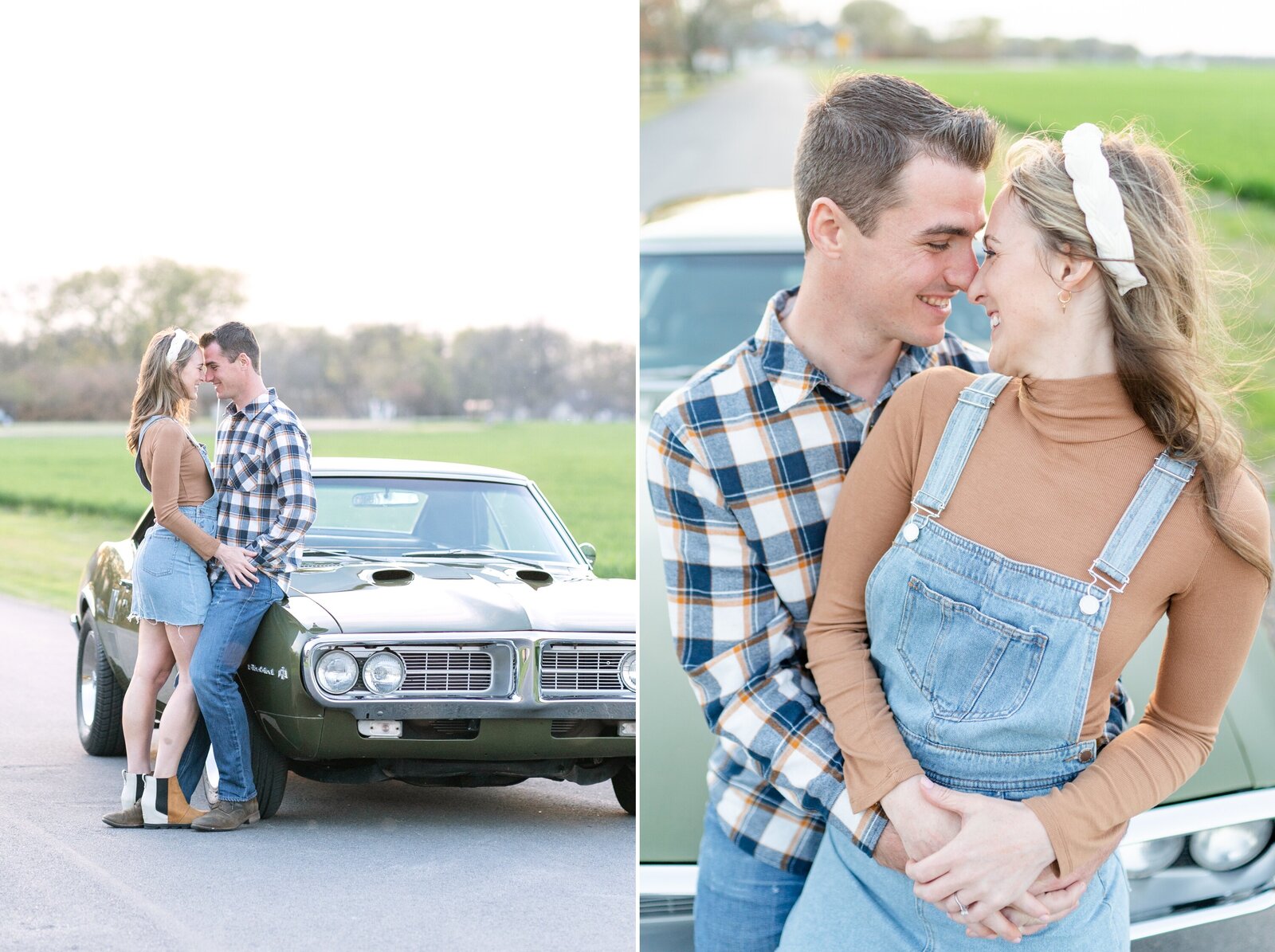 Waxahachie Downtown Engaged Engagement Session Classic Car 23