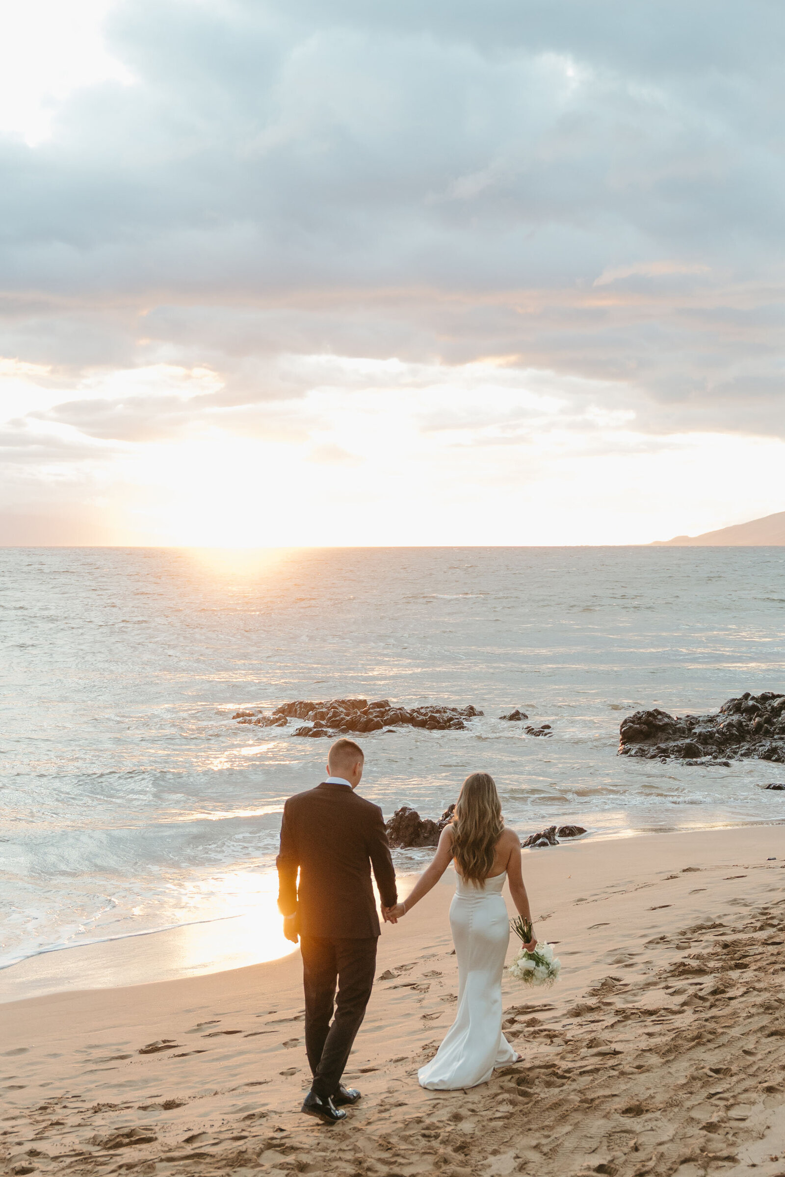 Kayli & Robbie sunset beach at Andaz Maui Wailea wedding