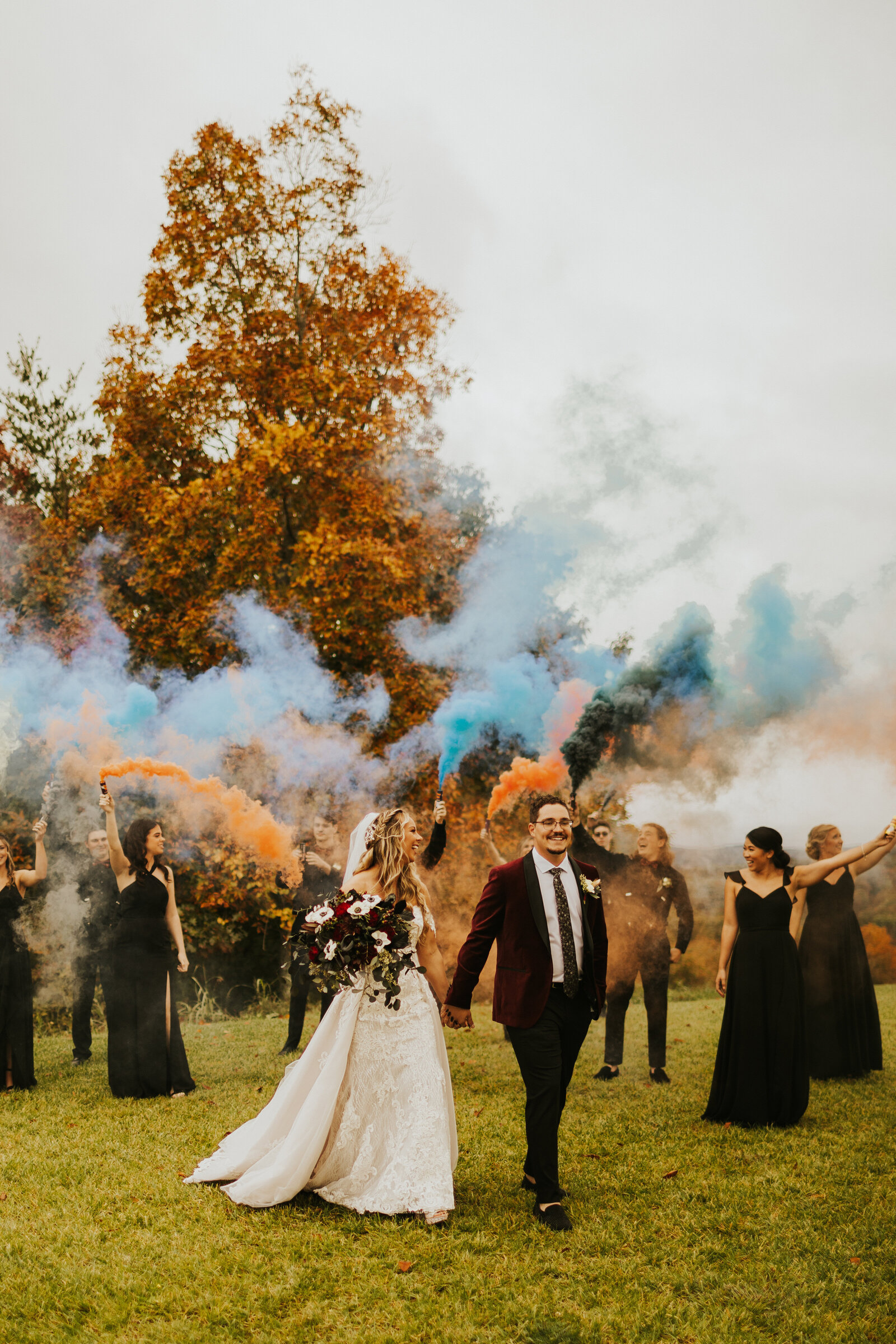 Smoke Bomb Wedding Photo