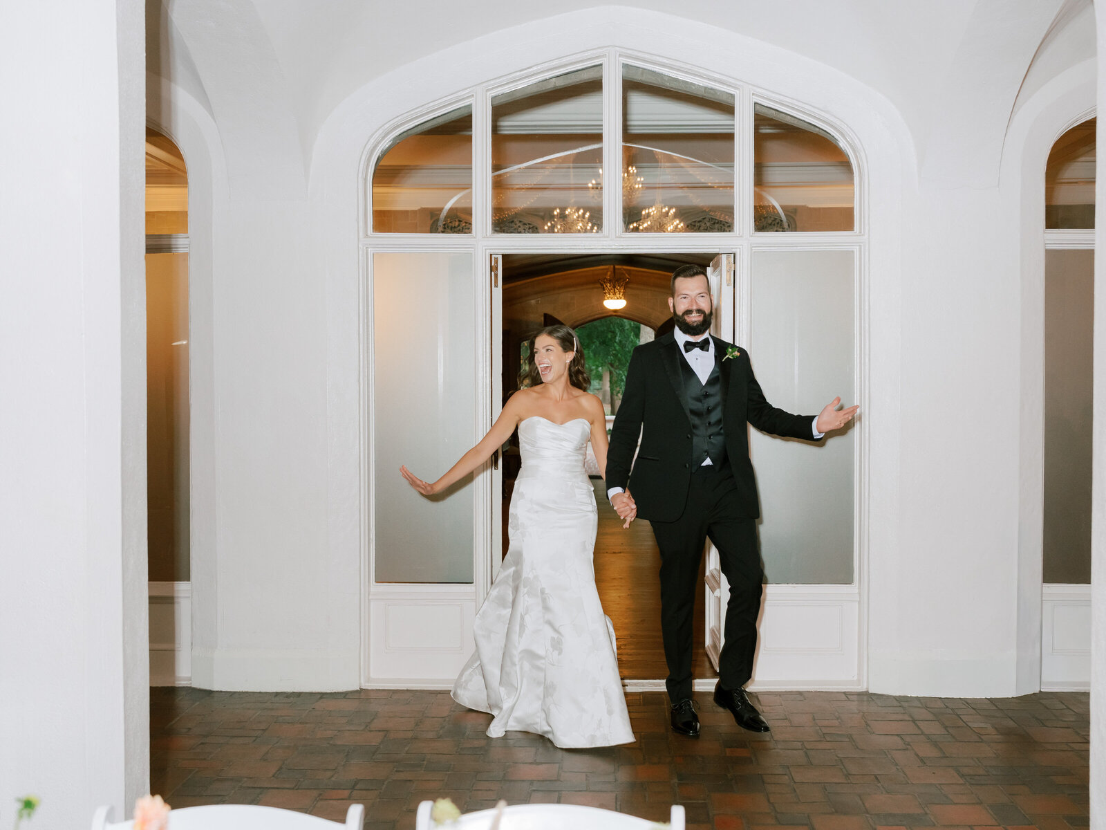 bride and groom get introduced at their reception at callanwolde fine arts center wedding