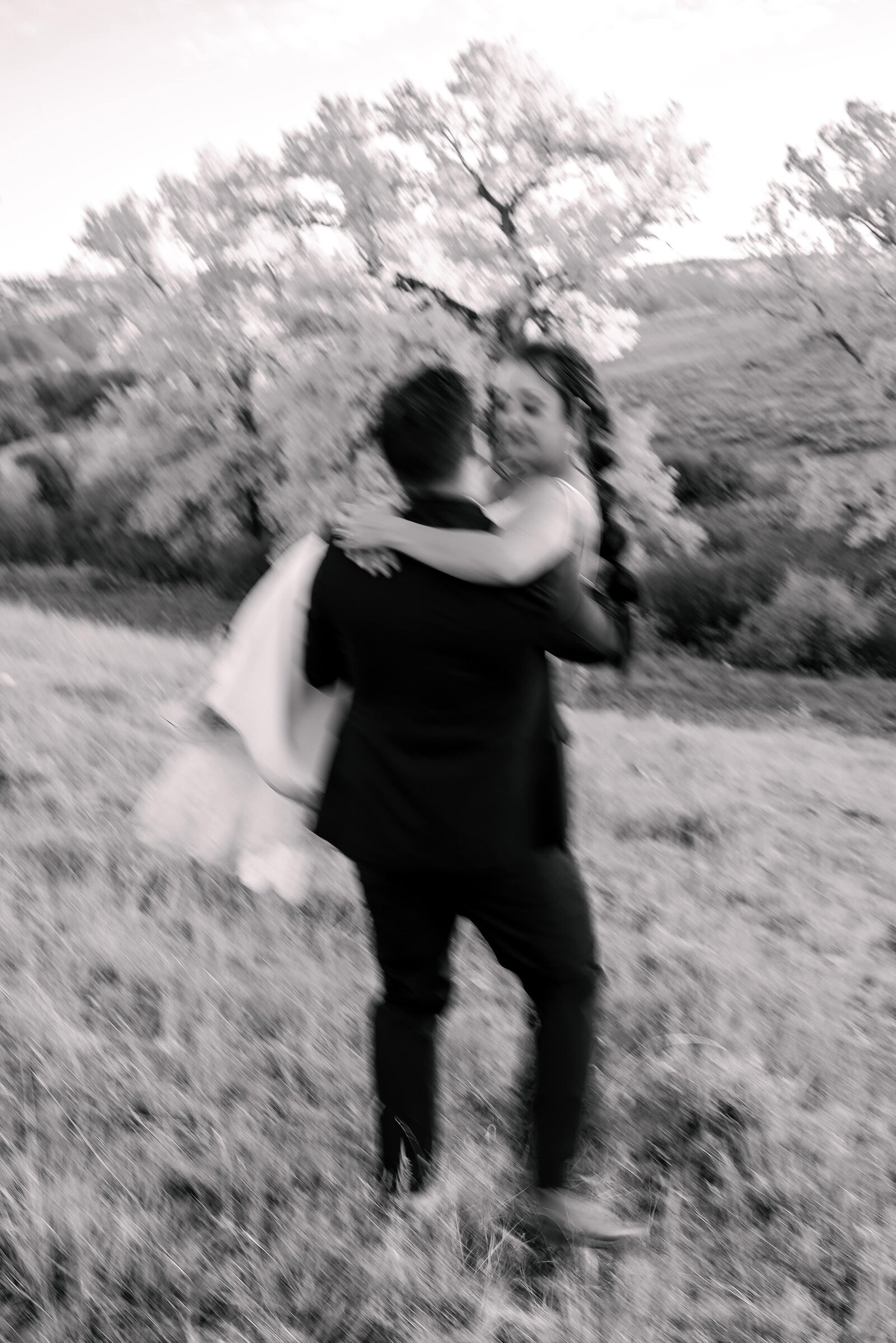 blurred black and white wedding photography