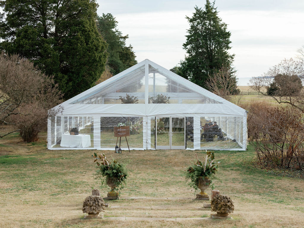 12_Kate Campbell Floral Whitehall Manor tented Winter wedding by Anna and Mateo photo Ceremony