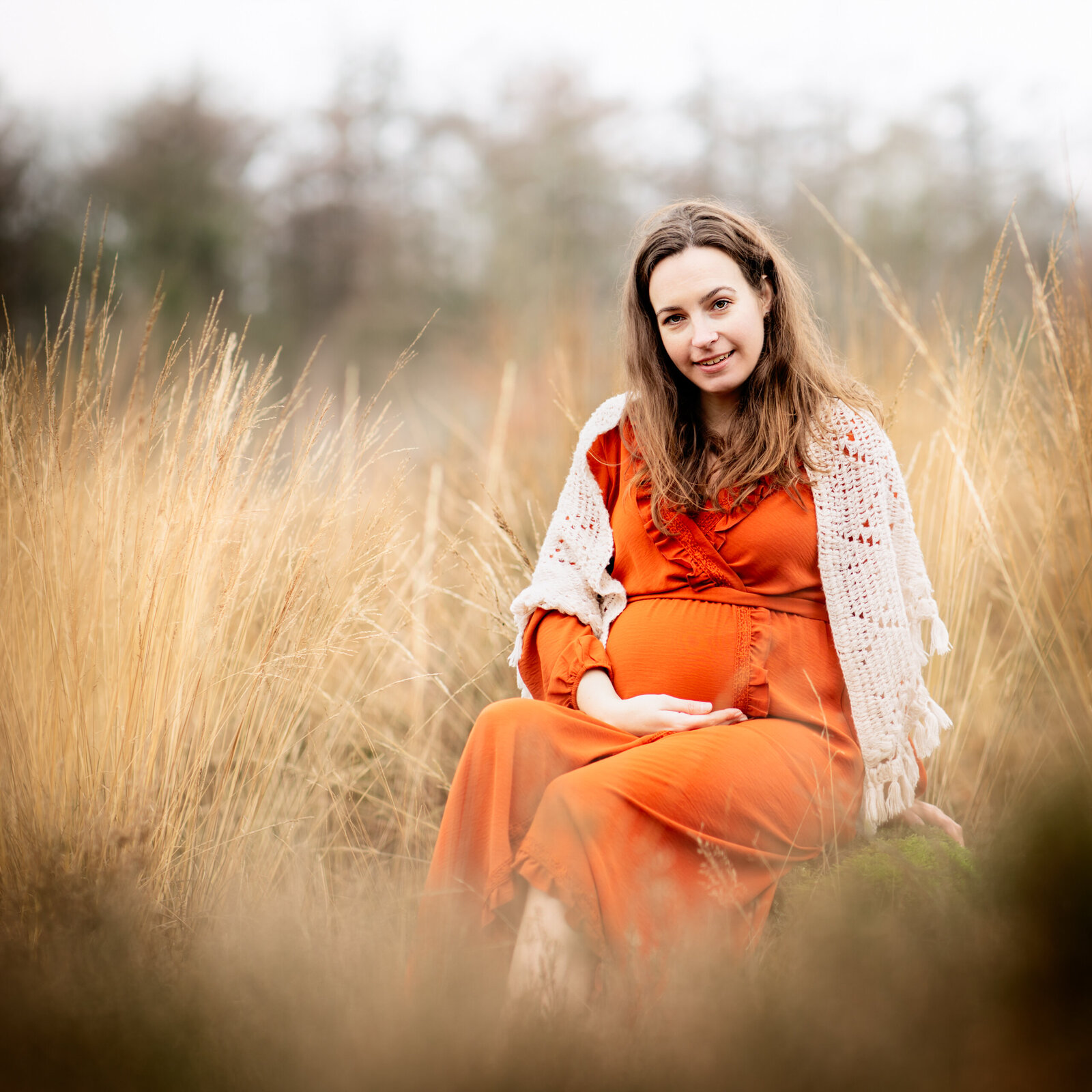 zwangerschapsshoot hei bos winter