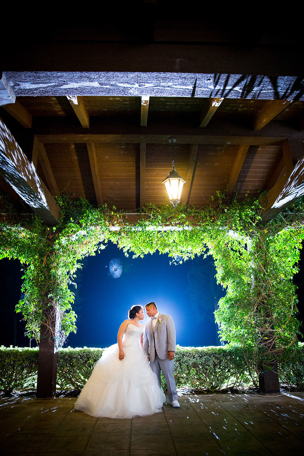 bride and groom at the beautiful wedgewood night image