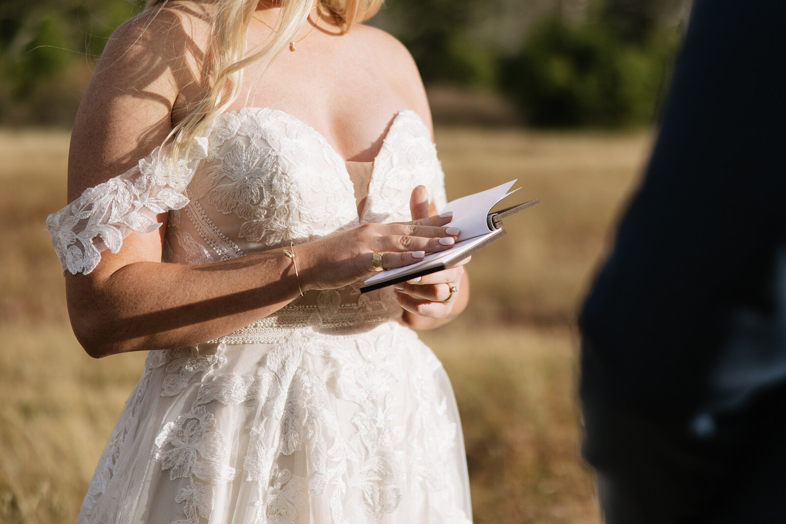 Bride and groom exchange vows during private elopement in Stanley, Idaho