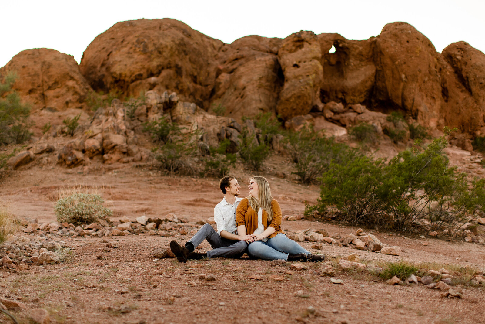Papago Park engagement photo shoot in desert in Phoenix, Arizona