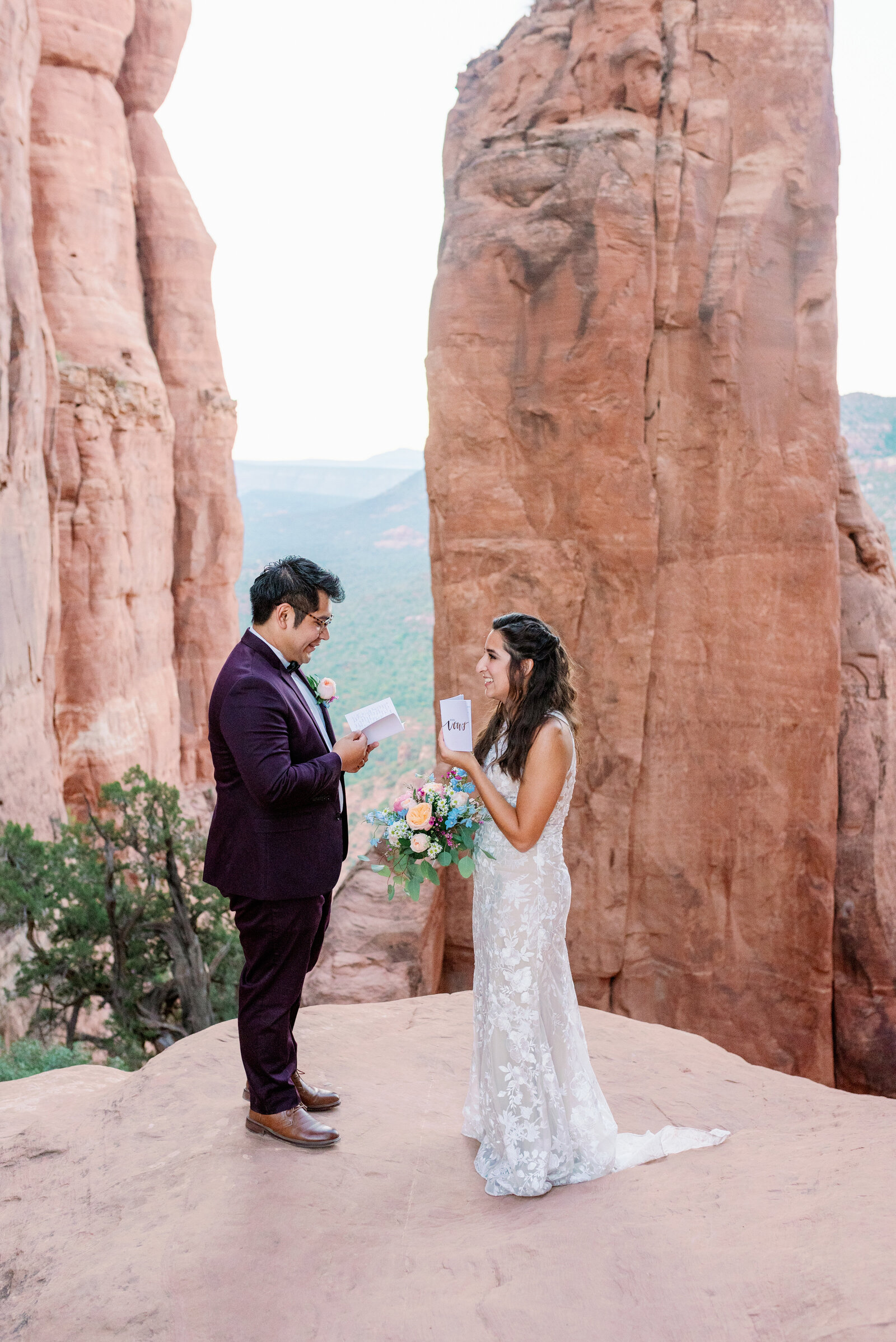 sedona elopment on top of mountain adventure bride