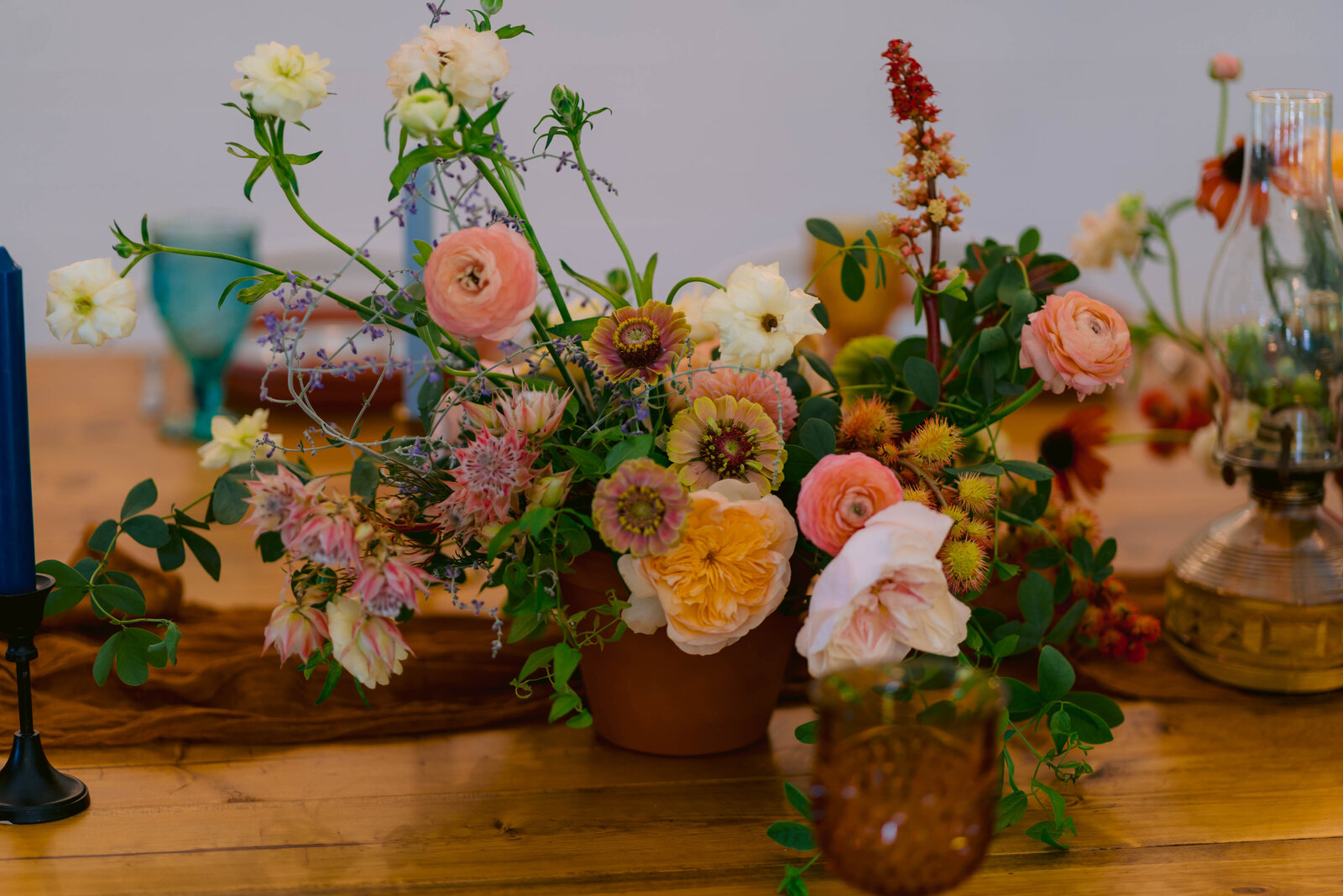Boho florals on table