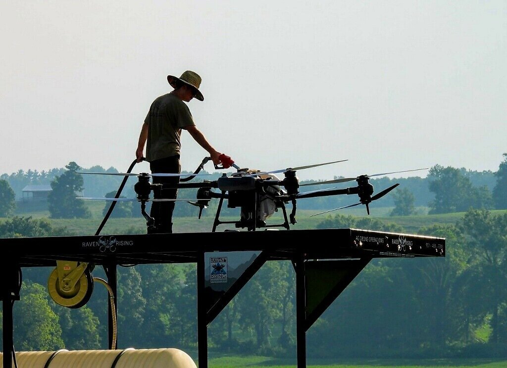 Raven 6 Rising fueling up the birds for agriculture crop spraying