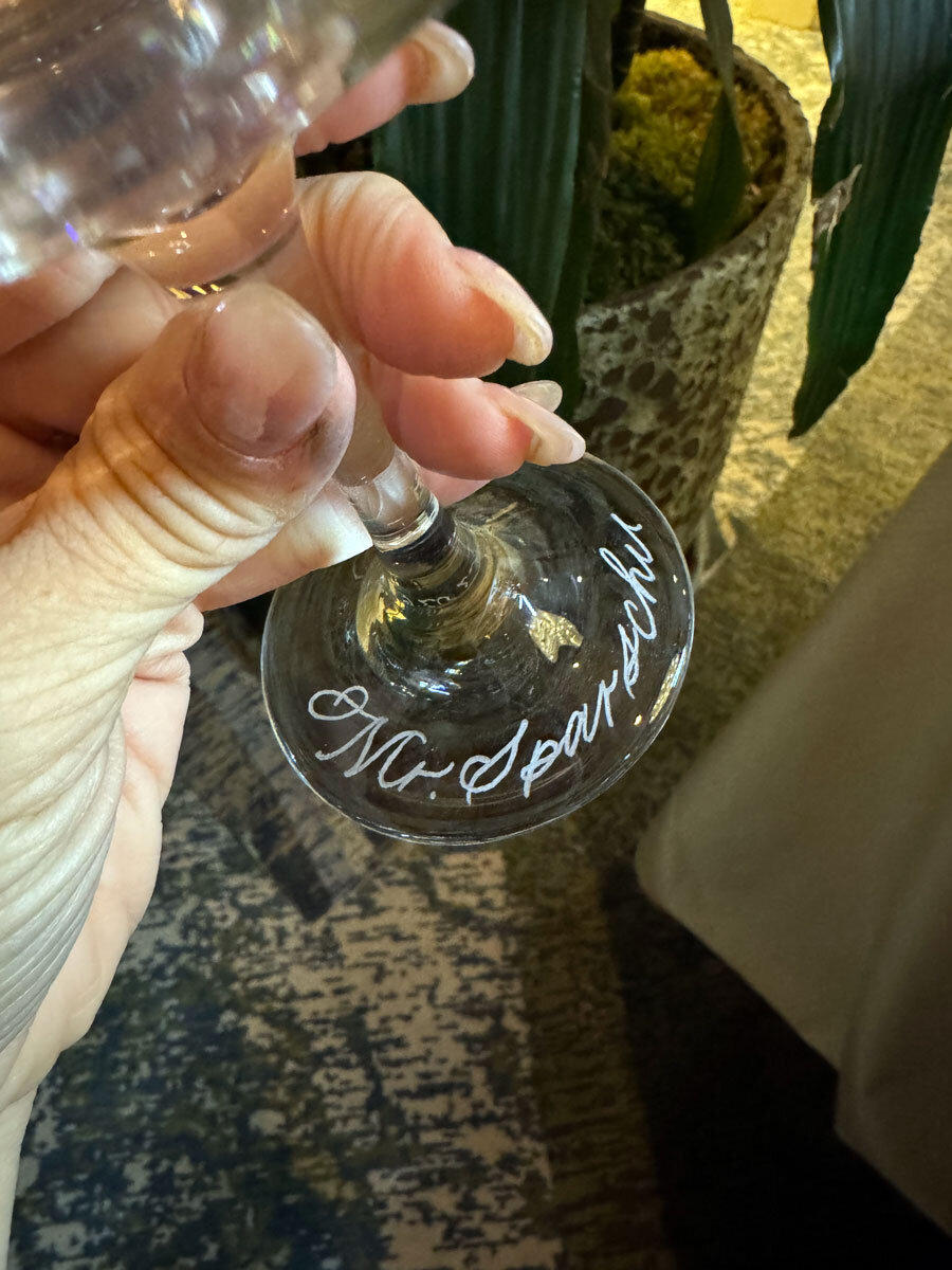 Beautifully Engraved Glassware in Calligraphy for Groom
