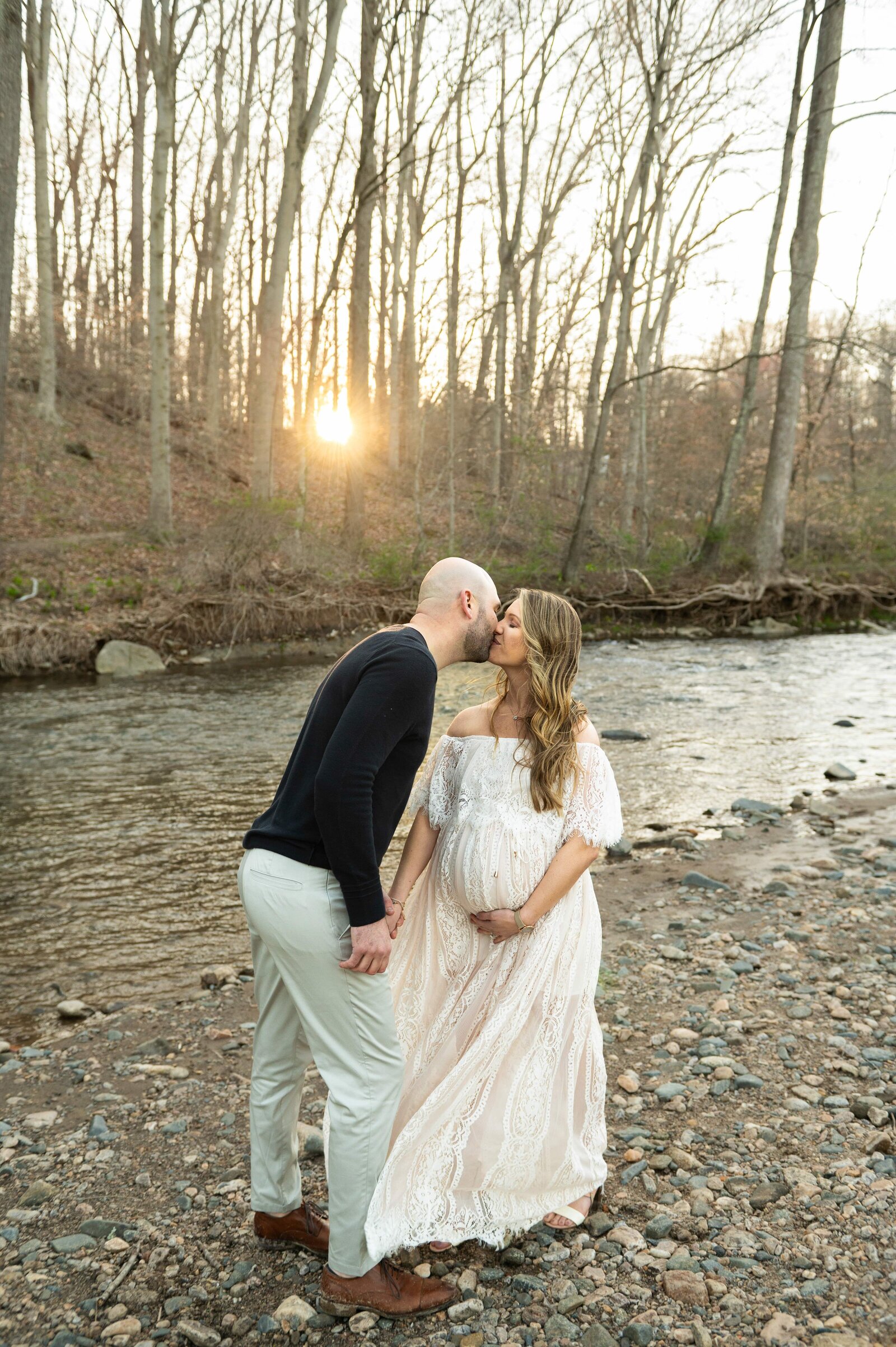 husband and wife by a creek in harford county maryland