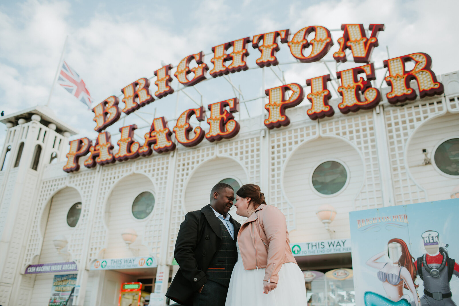 Wedding couple on Brighton Pier