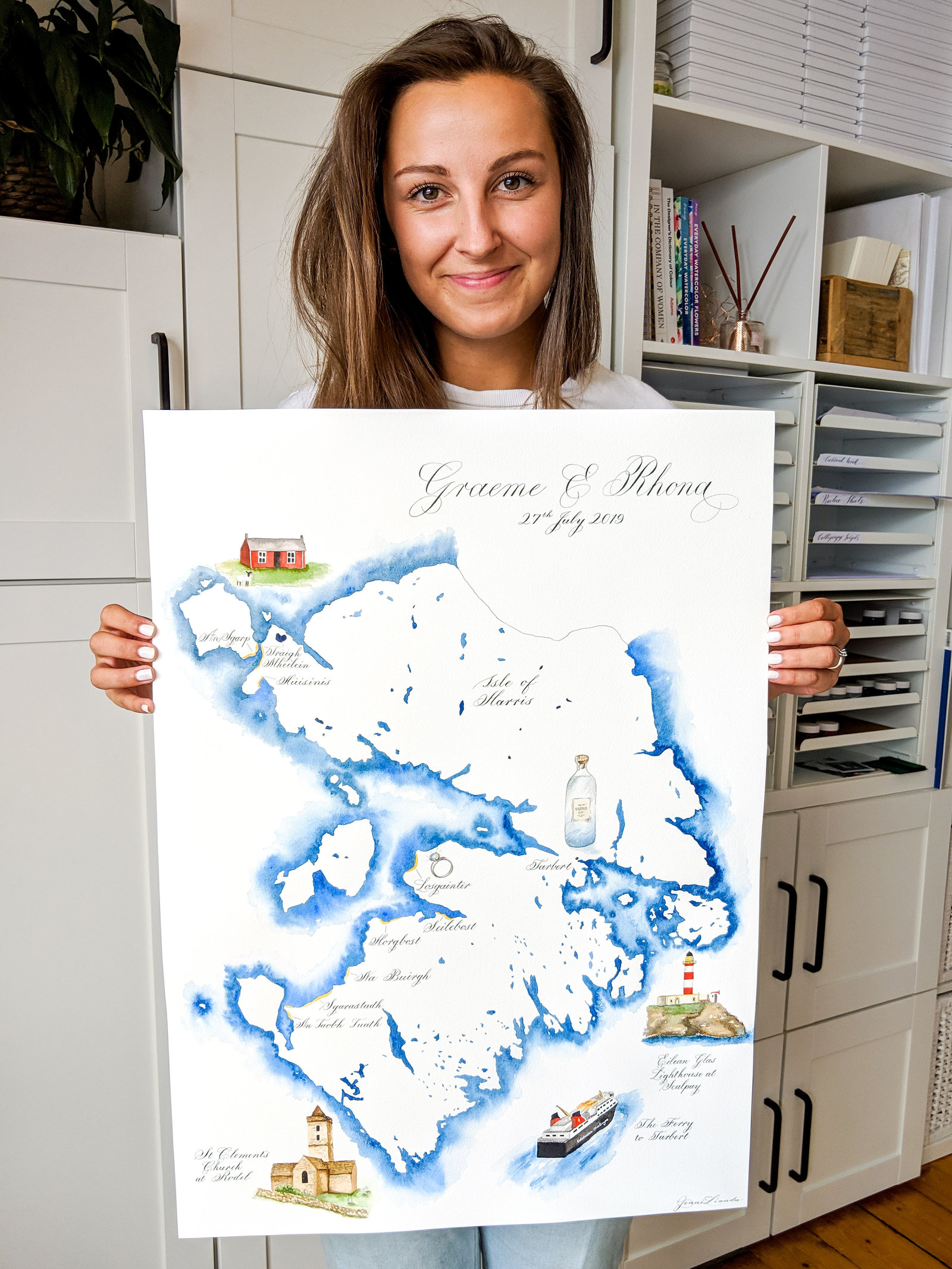 Custom map painting of the Isle of Harris, Scotland