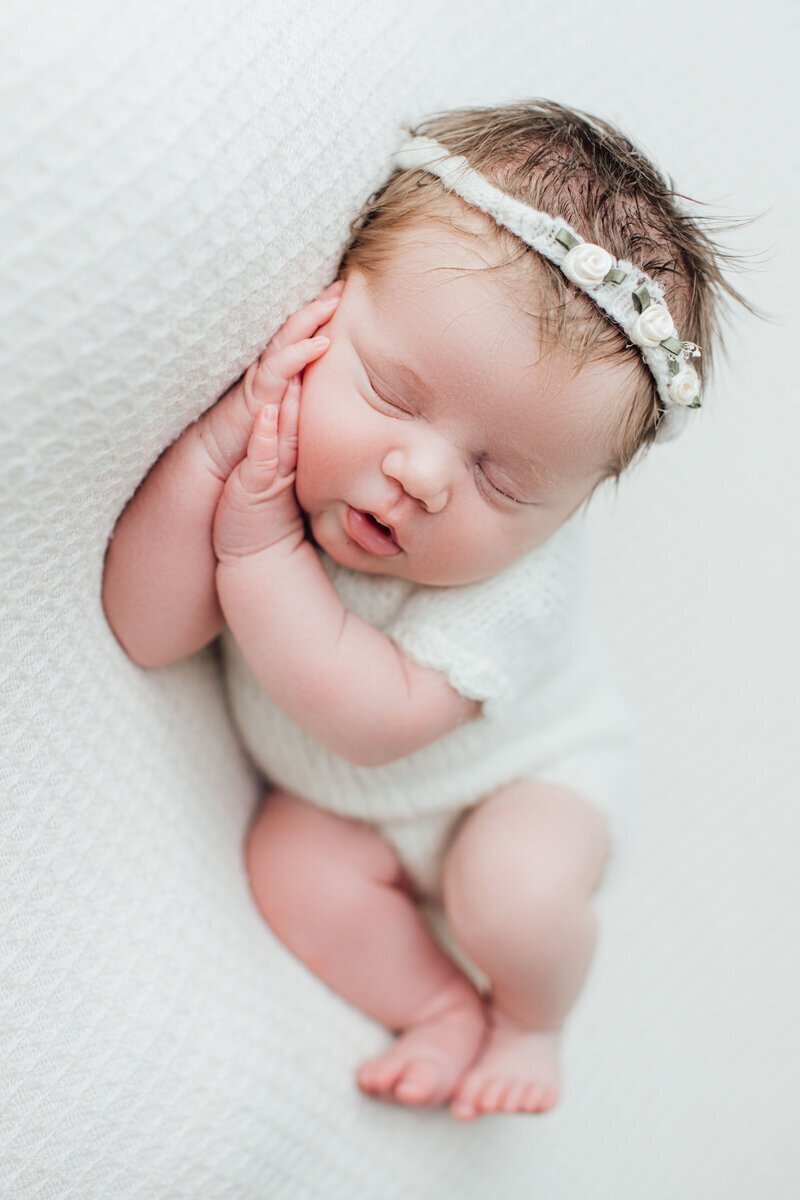 Sleeping baby side profile by new jersey newborn photographer
