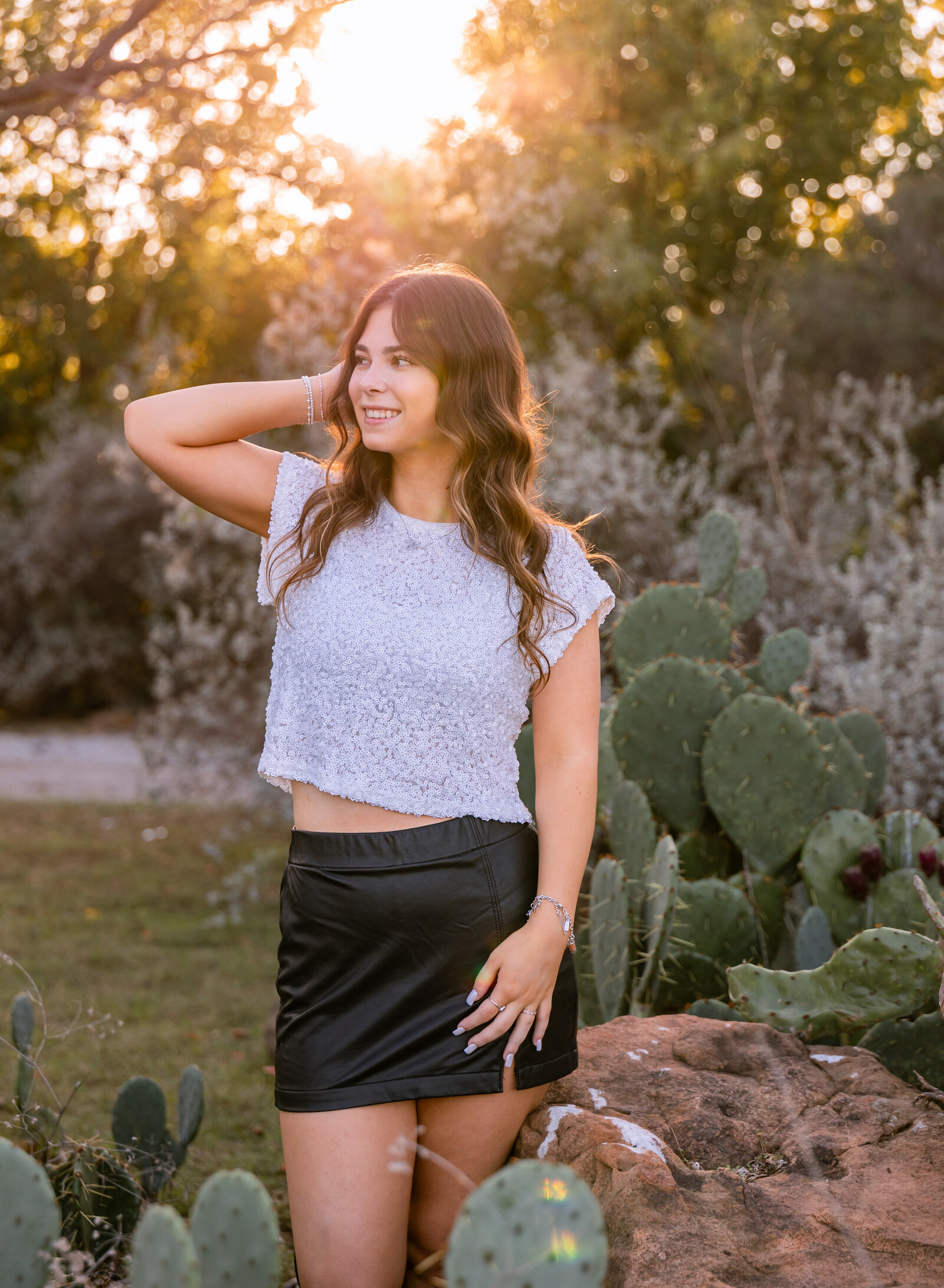 senior girl in cactus