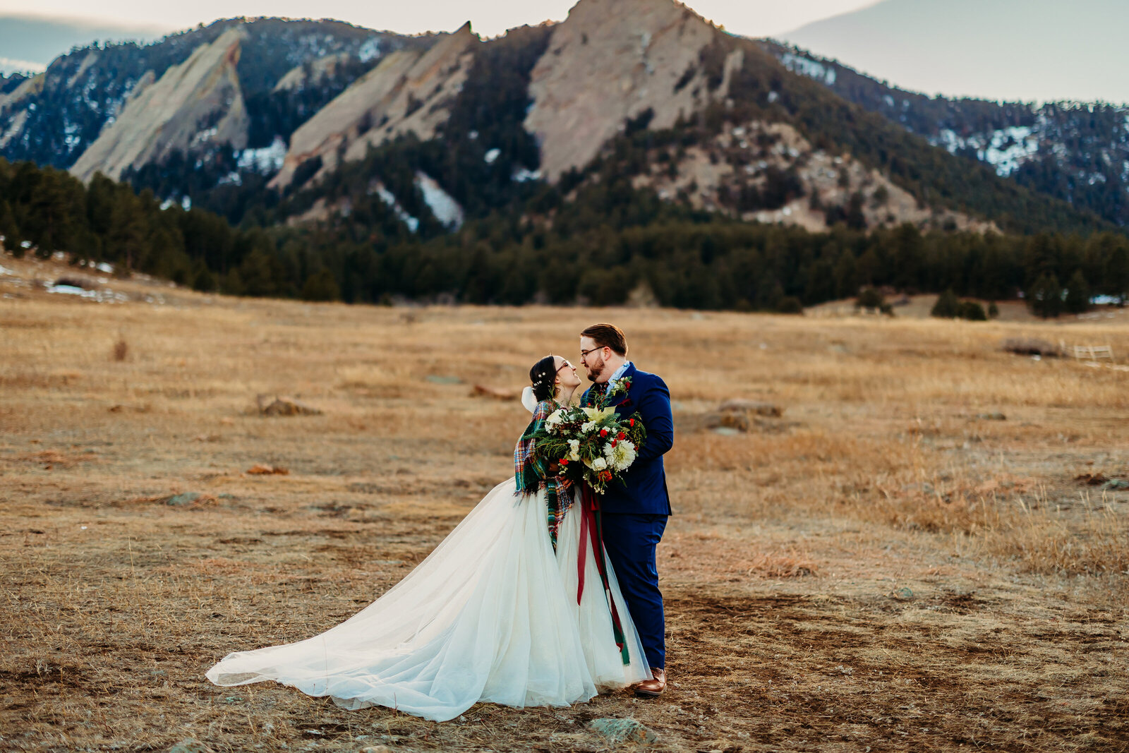 Denver Wedding Photographer captures bride and groom looking at one another