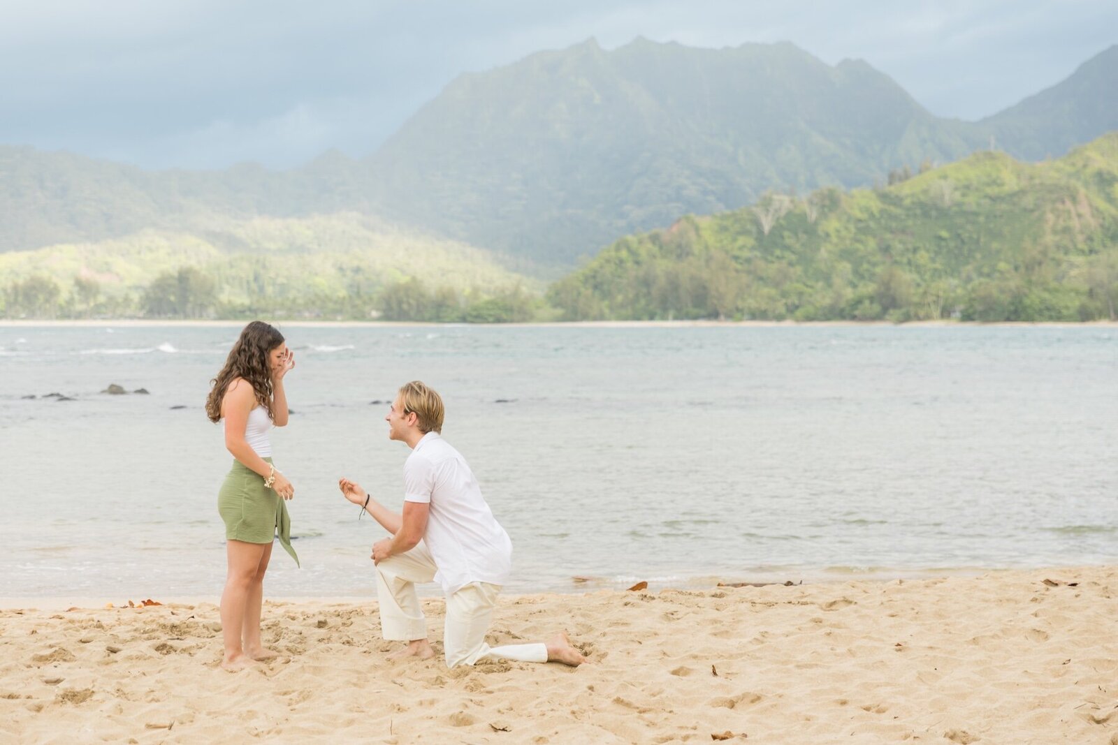 Kauai Couples Portraits of man down on one knee