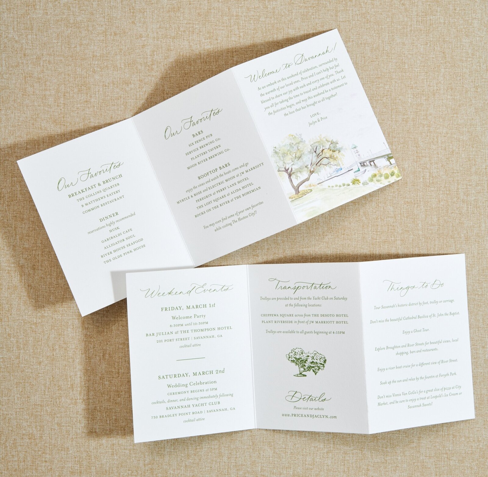 LowcountryPaperCo_Jaclyn&Price_FoldedItinerary