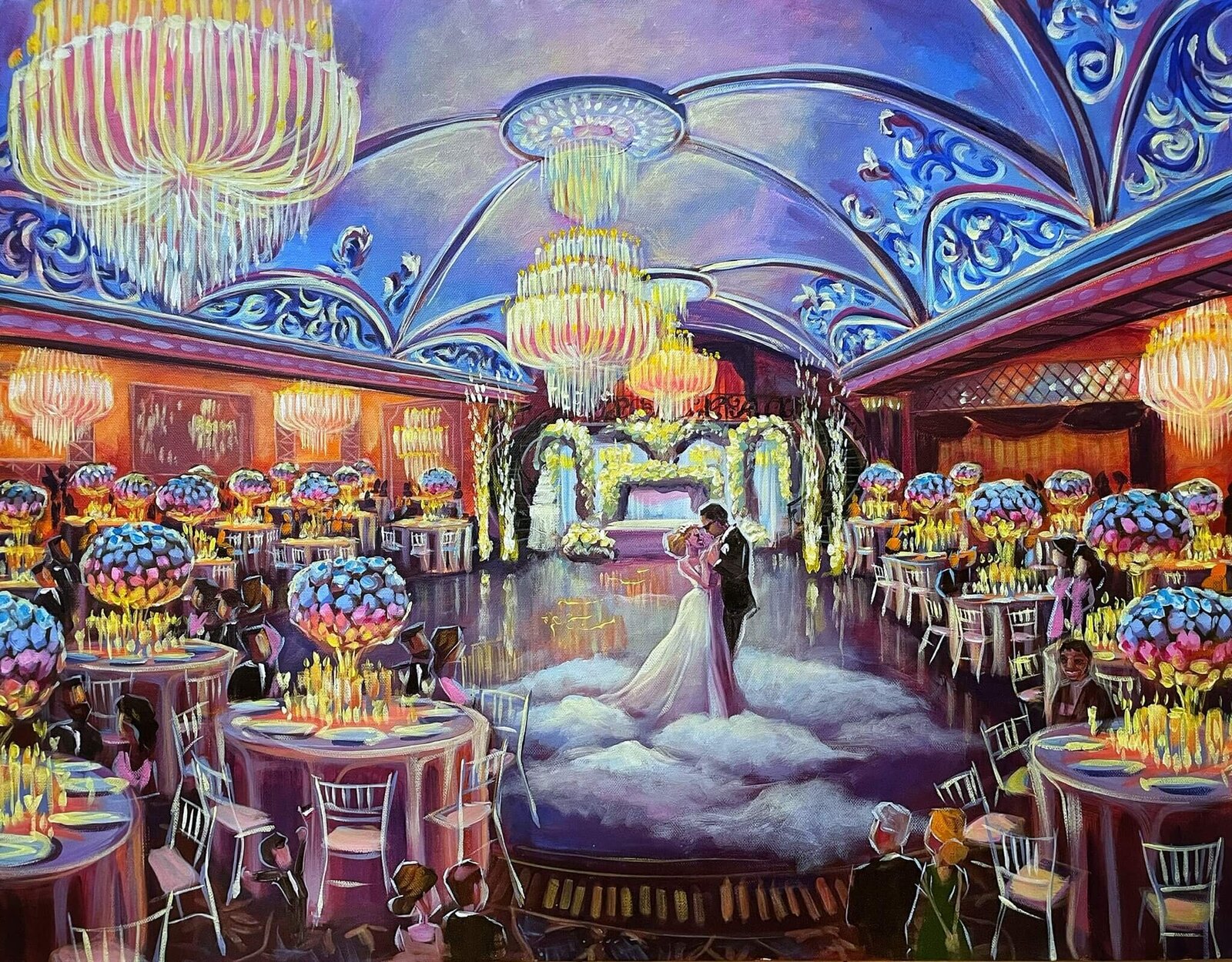 Live Event Painting of wedding reception at The Venetian in New Jersey - Ishak-Mikhail
