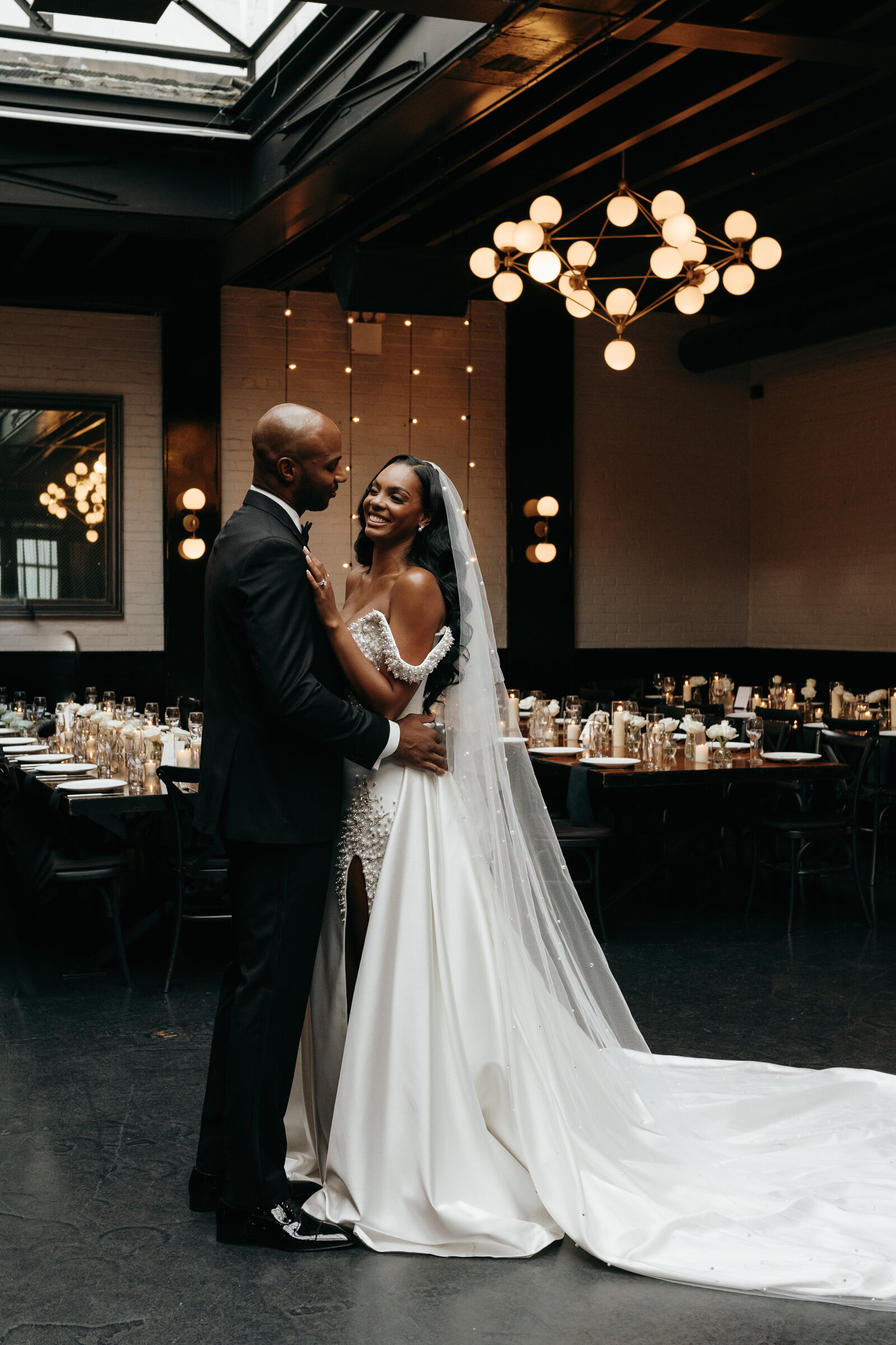 Bride and groom at luxury wedding dancing in their reception hall | Emma LeeAnn Photography