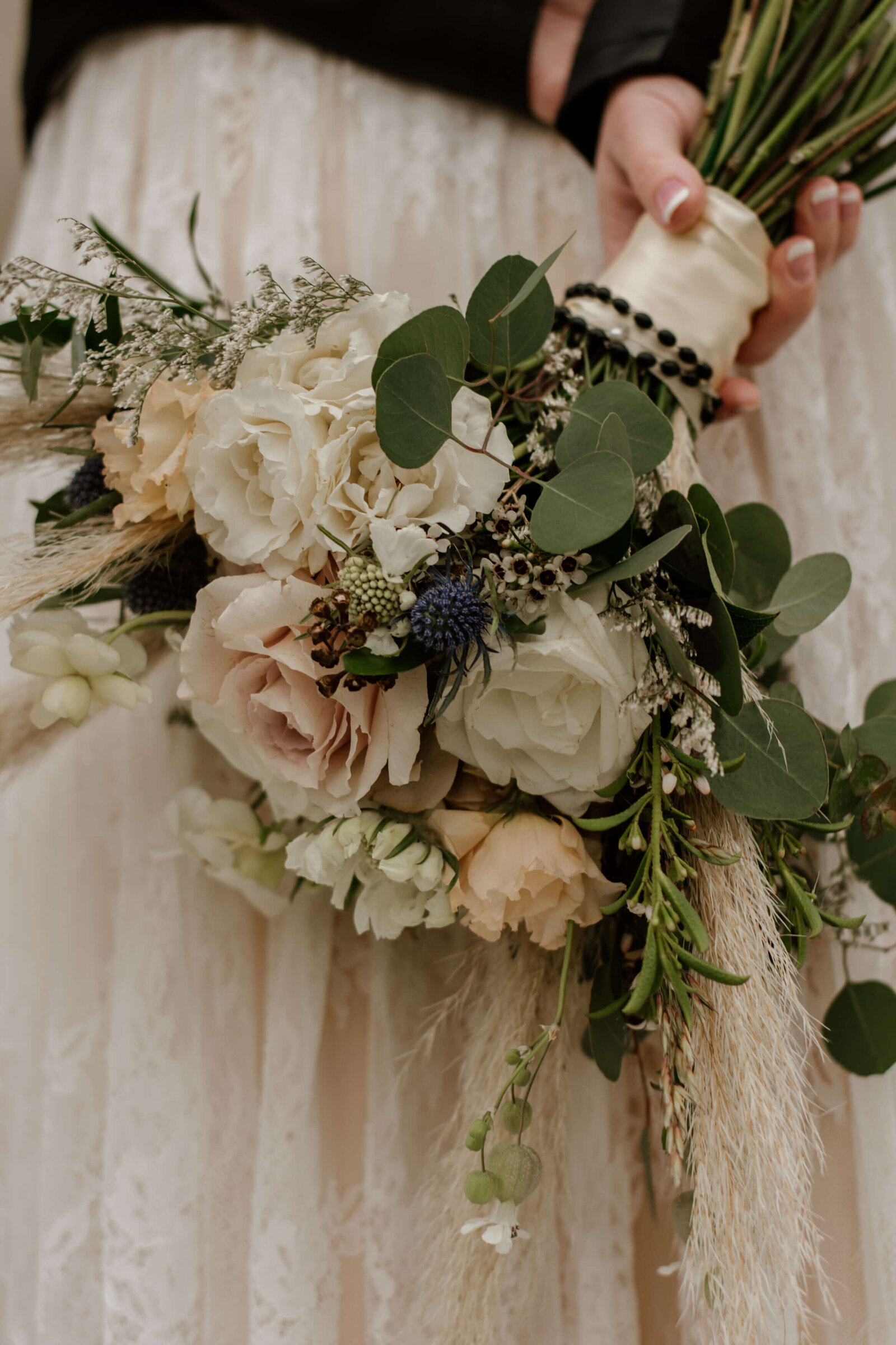 Close up of Brides flowers.