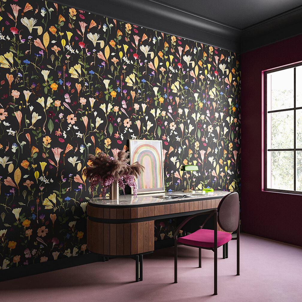 Surface Pattern Design and Art Licensing by Lucia Pador - Botanic Bloom for drop it Modern - Botanic Bloom Black1web