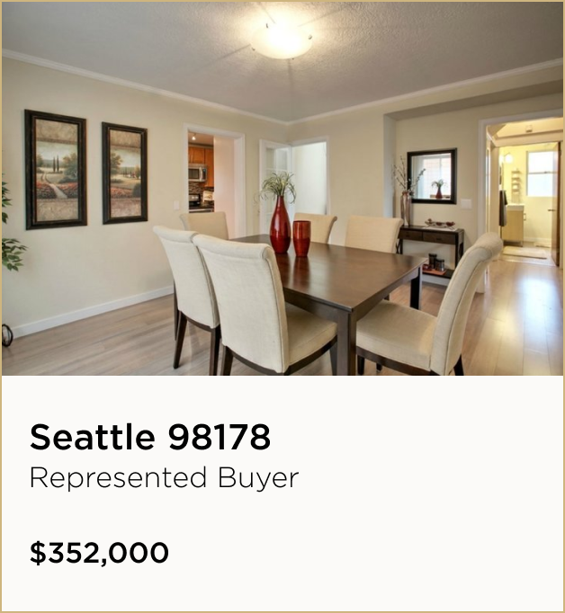 Seattle 98178 $352,000 – Represented Buyer