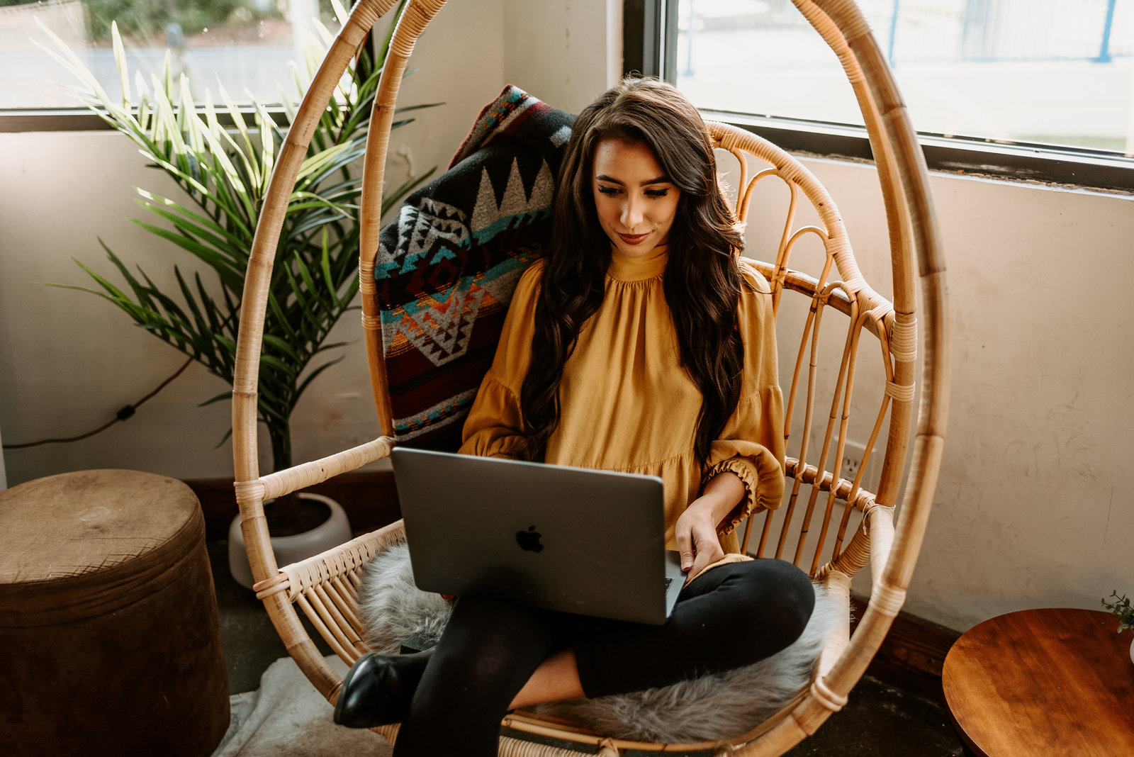 Boho Hanging Chair in Coffee Shop