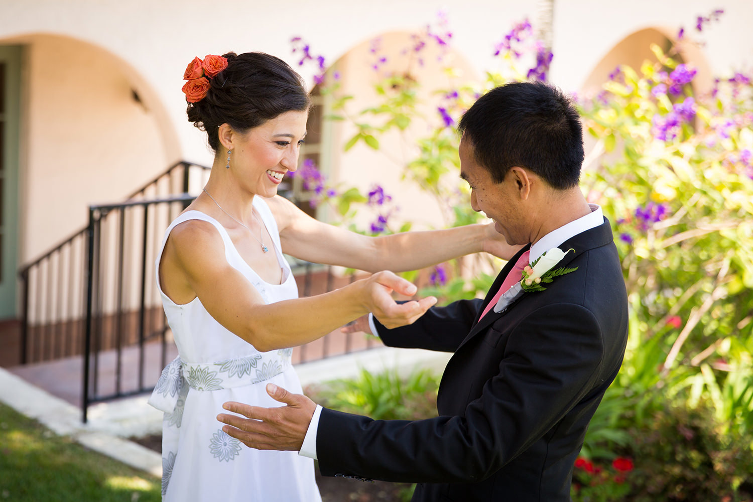 first look with bride and groom