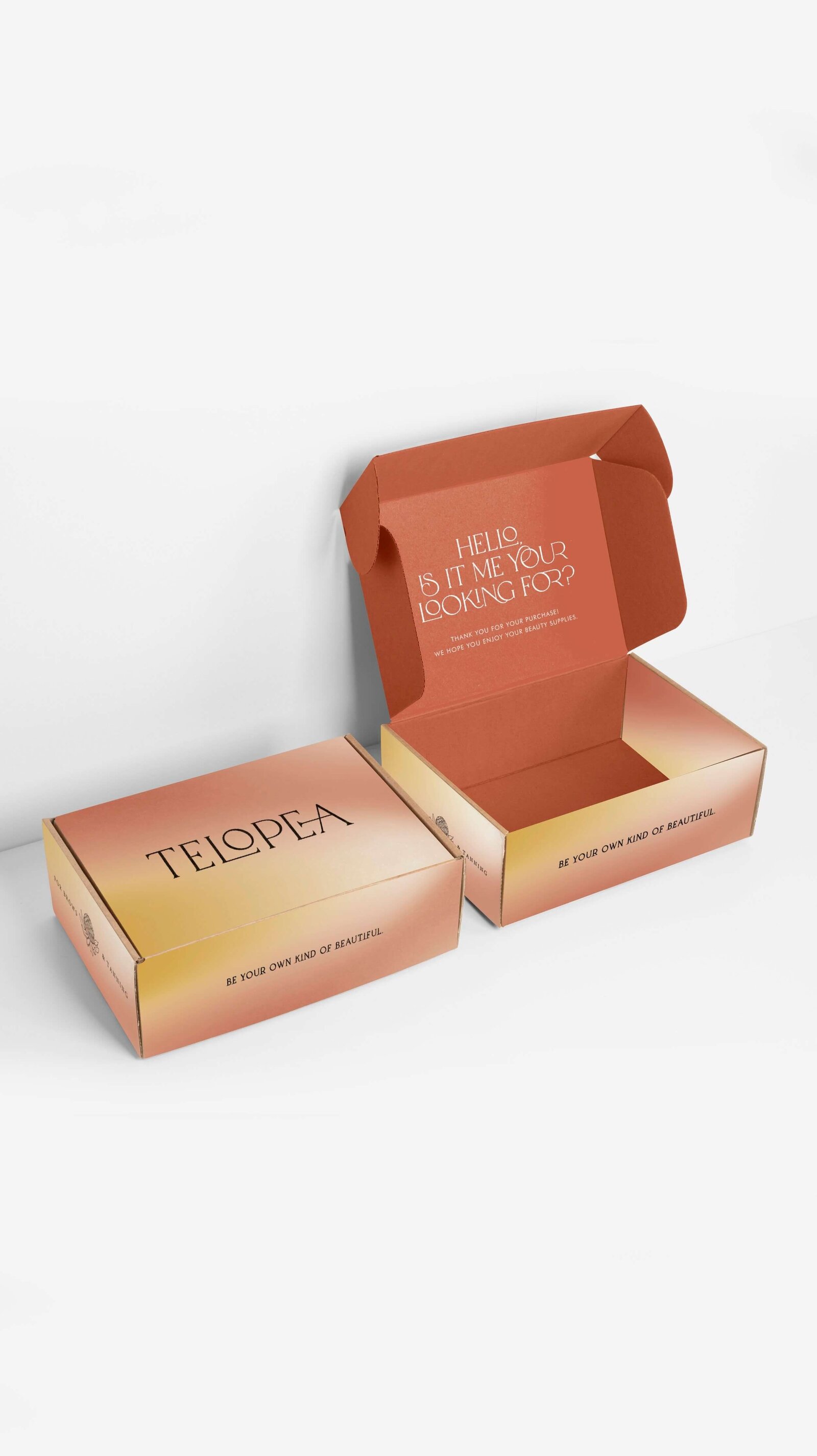 A peach and yellow custom  box designed by Soulve Studio