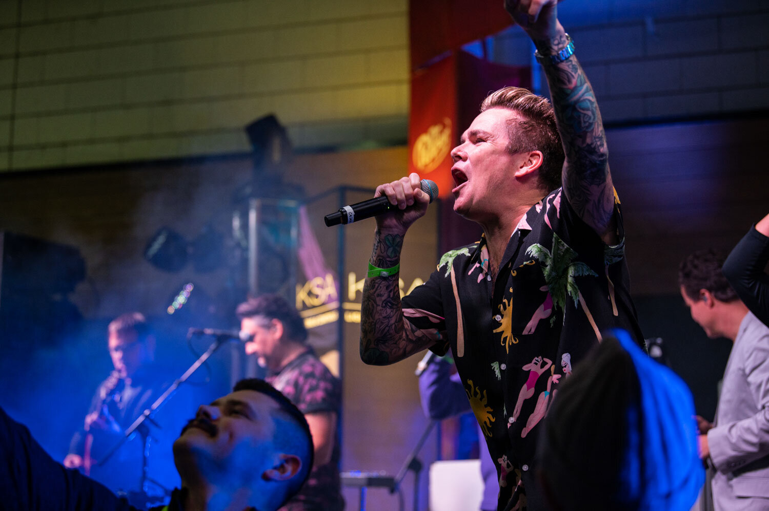 Band singer singing at the party